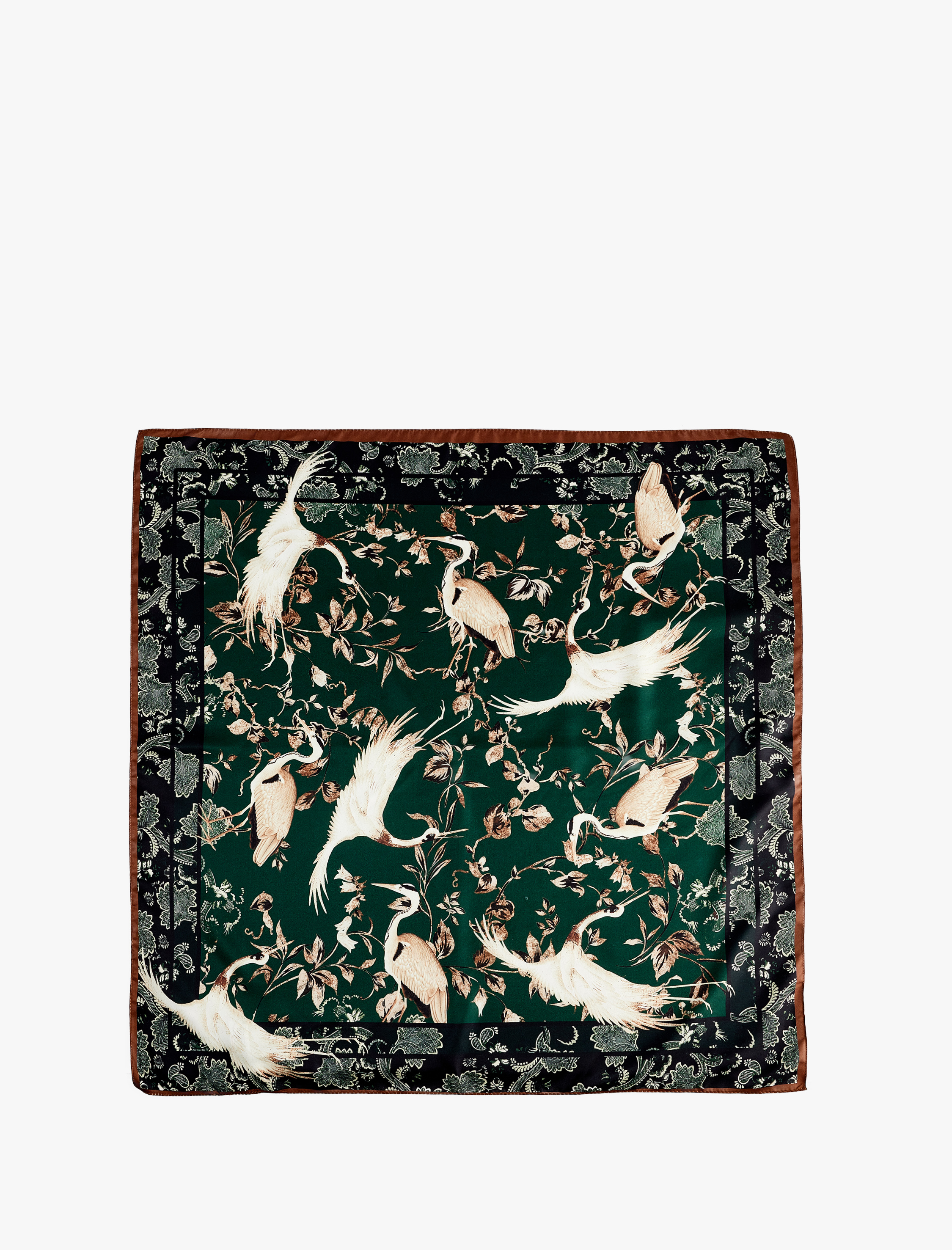  Kadın Kuş Desenli Saten Kare Fular Bandana