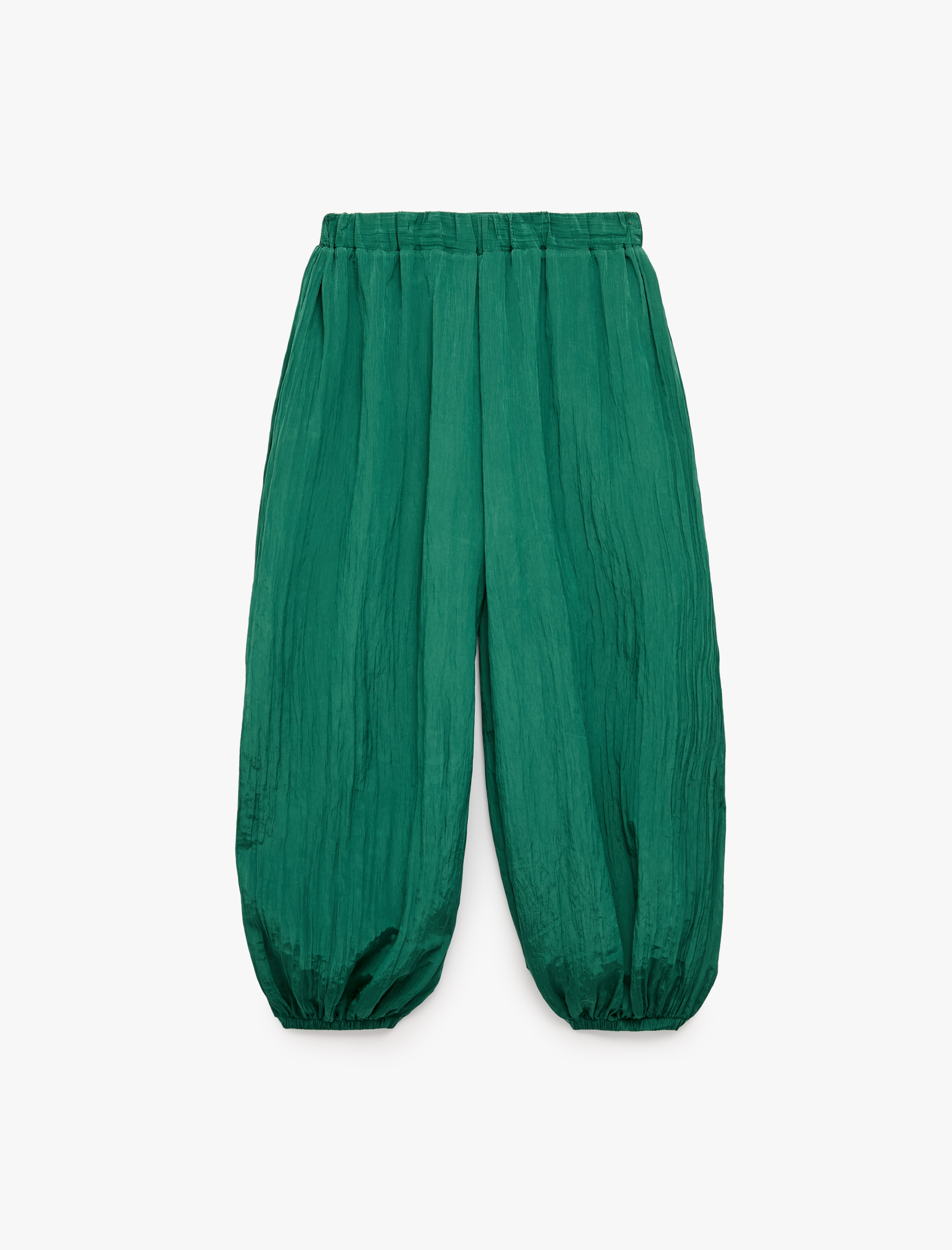   Lastik Detaylı Normal Bel Balon Fit Saten Harem Pantolon