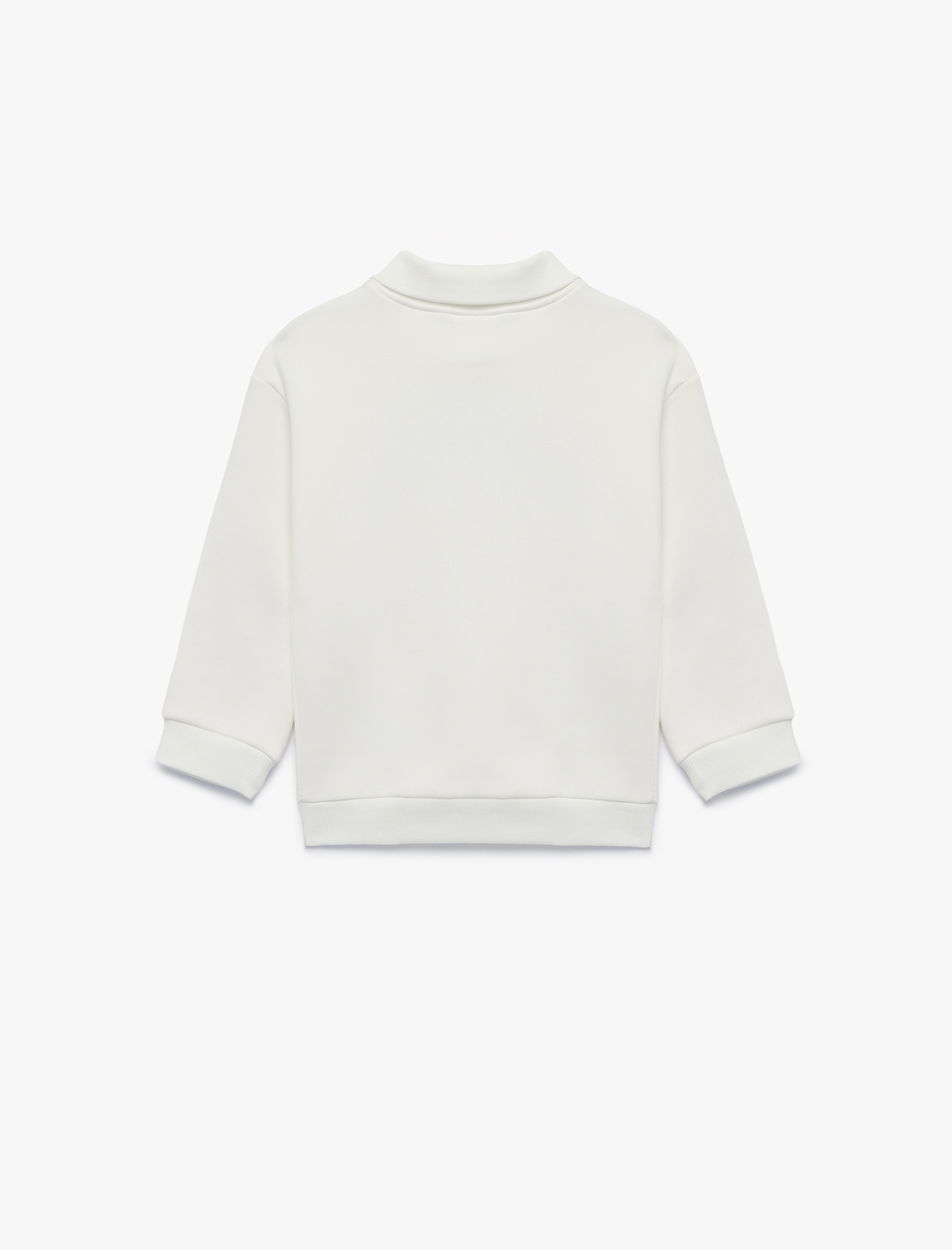  Kız Bebek Uzun Kollu Üç İplik Şardonlu Fiyonk Baskılı Polo Yaka Sweatshirt