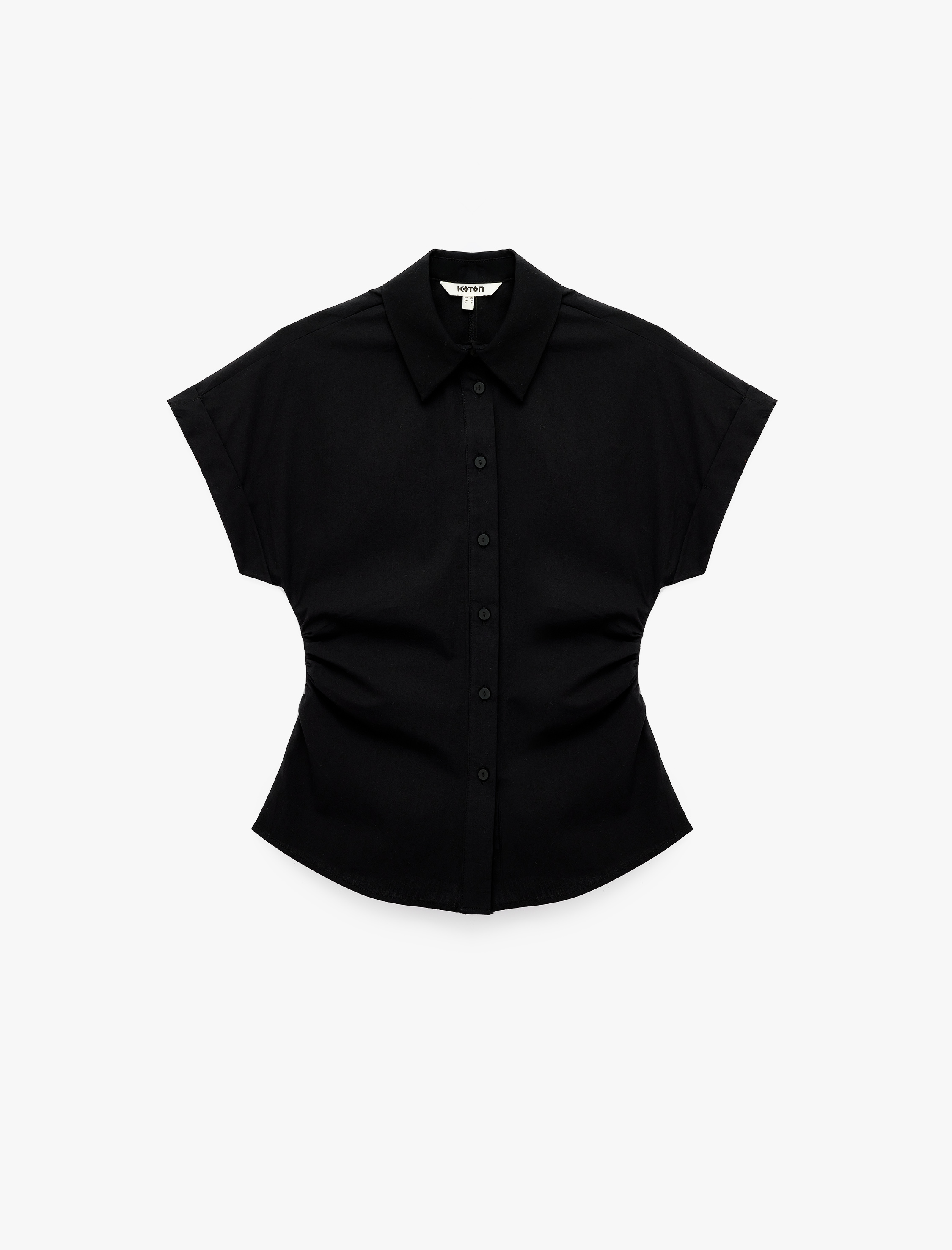   Pamuklu Slim Fit Klasik Yaka Peplum Kesim Kısa Kollu Poplin Gömlek