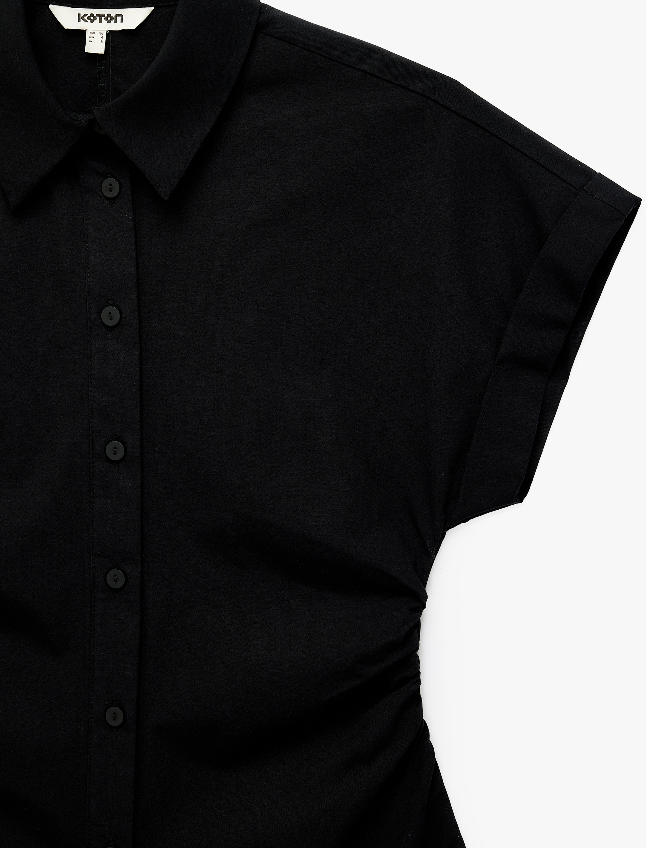   Pamuklu Slim Fit Klasik Yaka Peplum Kesim Kısa Kollu Poplin Gömlek