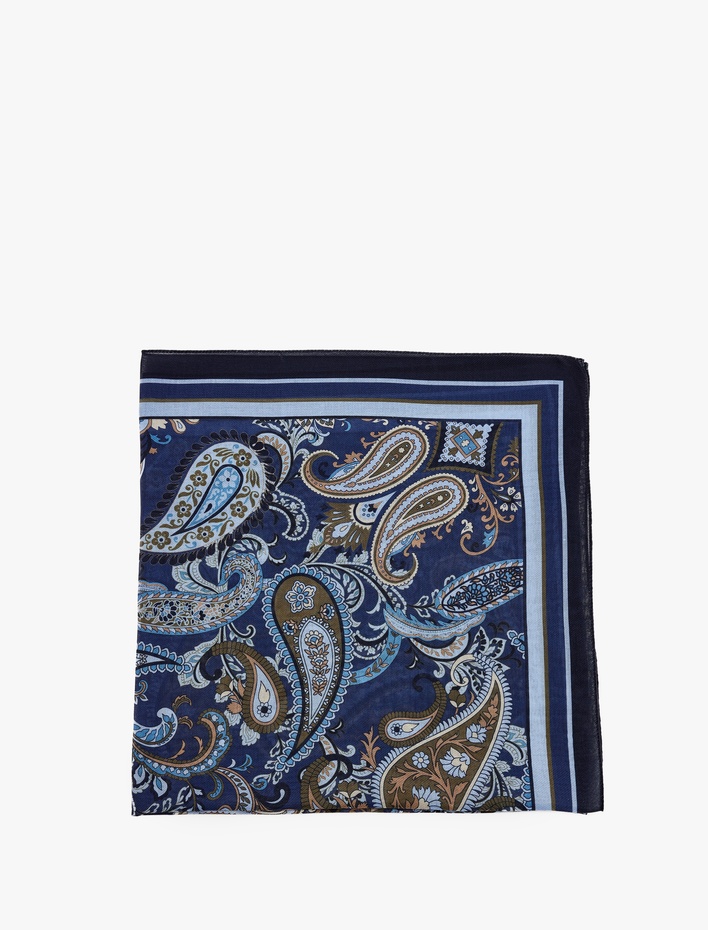 Kadın Şal Desenli Kare Saten Fular Bandana