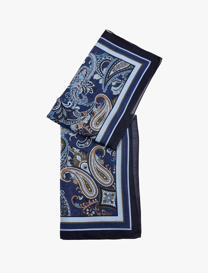 Kadın Şal Desenli Kare Saten Fular Bandana
