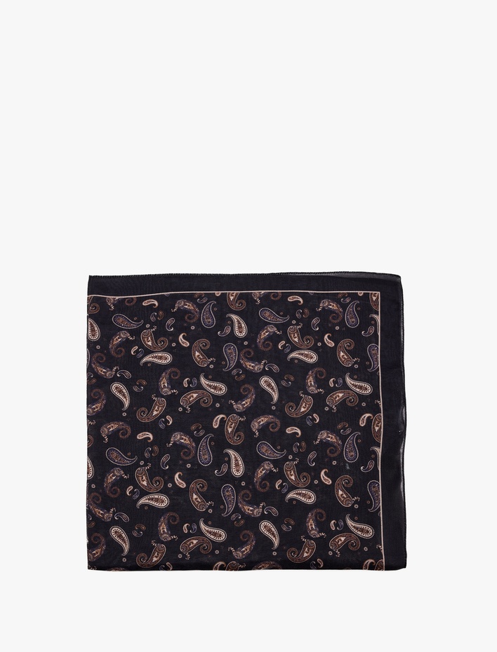 Kadın Şal Desenli Kare Saten Fular Bandana