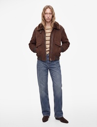 Cepli Fermuarlı Crop Suni Deri Biker Ceket
