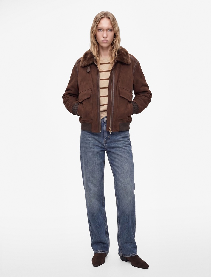  Cepli Fermuarlı Crop Suni Deri Biker Ceket