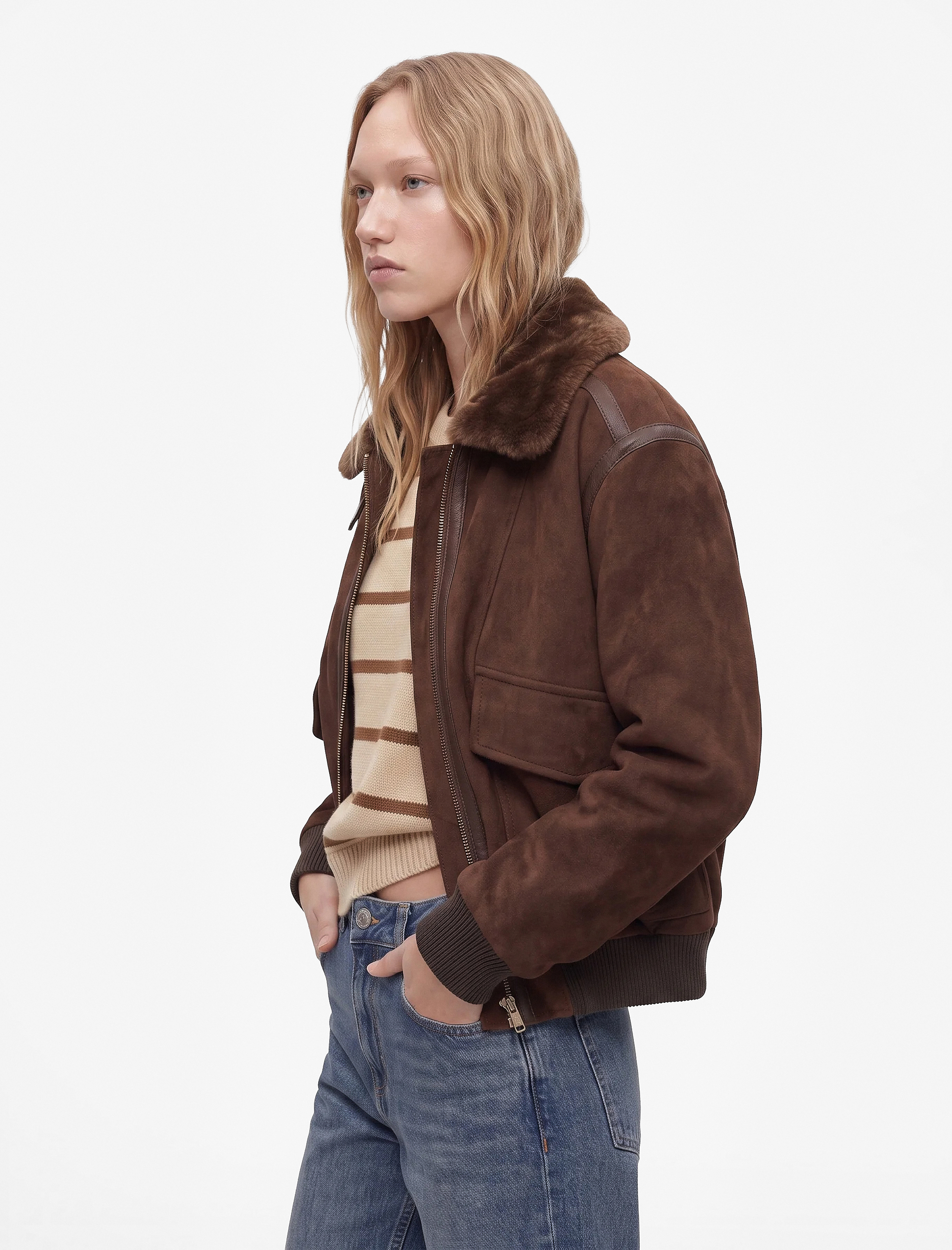   Cepli Fermuarlı Crop Suni Deri Biker Ceket