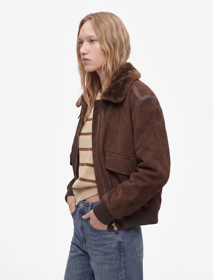  Cepli Fermuarlı Crop Suni Deri Biker Ceket