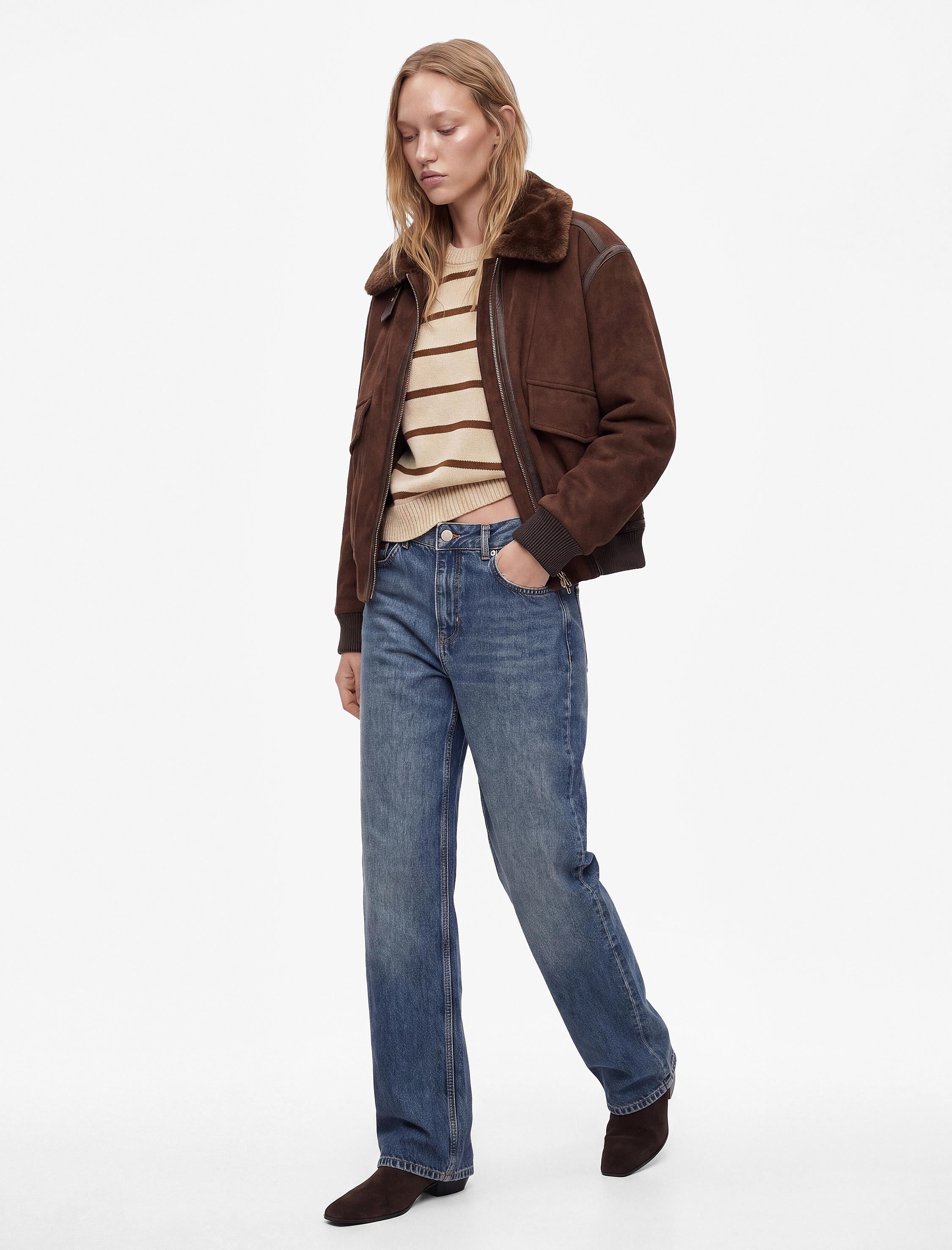   Cepli Fermuarlı Crop Suni Deri Biker Ceket