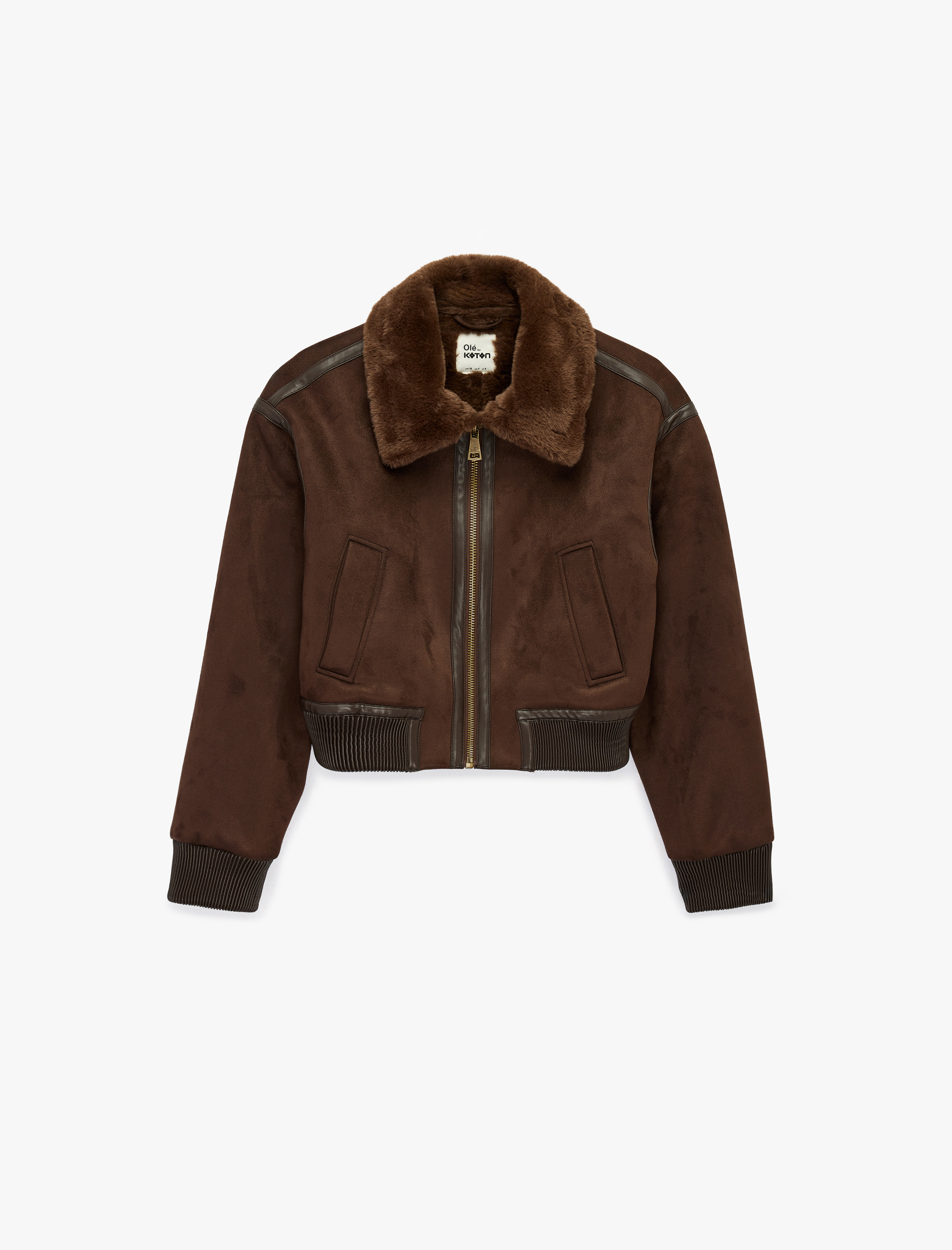   Cepli Fermuarlı Crop Suni Deri Biker Ceket