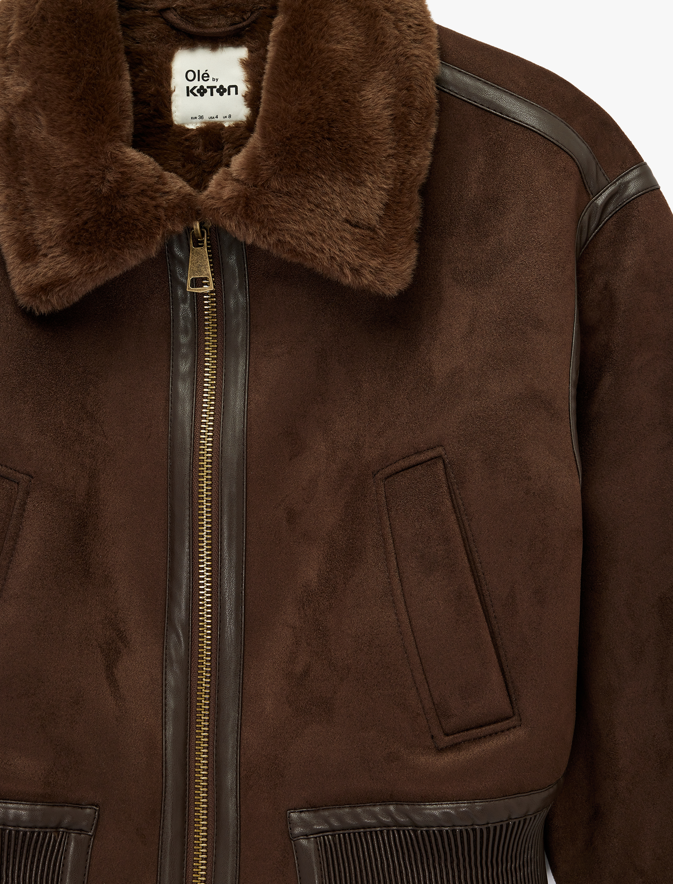   Cepli Fermuarlı Crop Suni Deri Biker Ceket