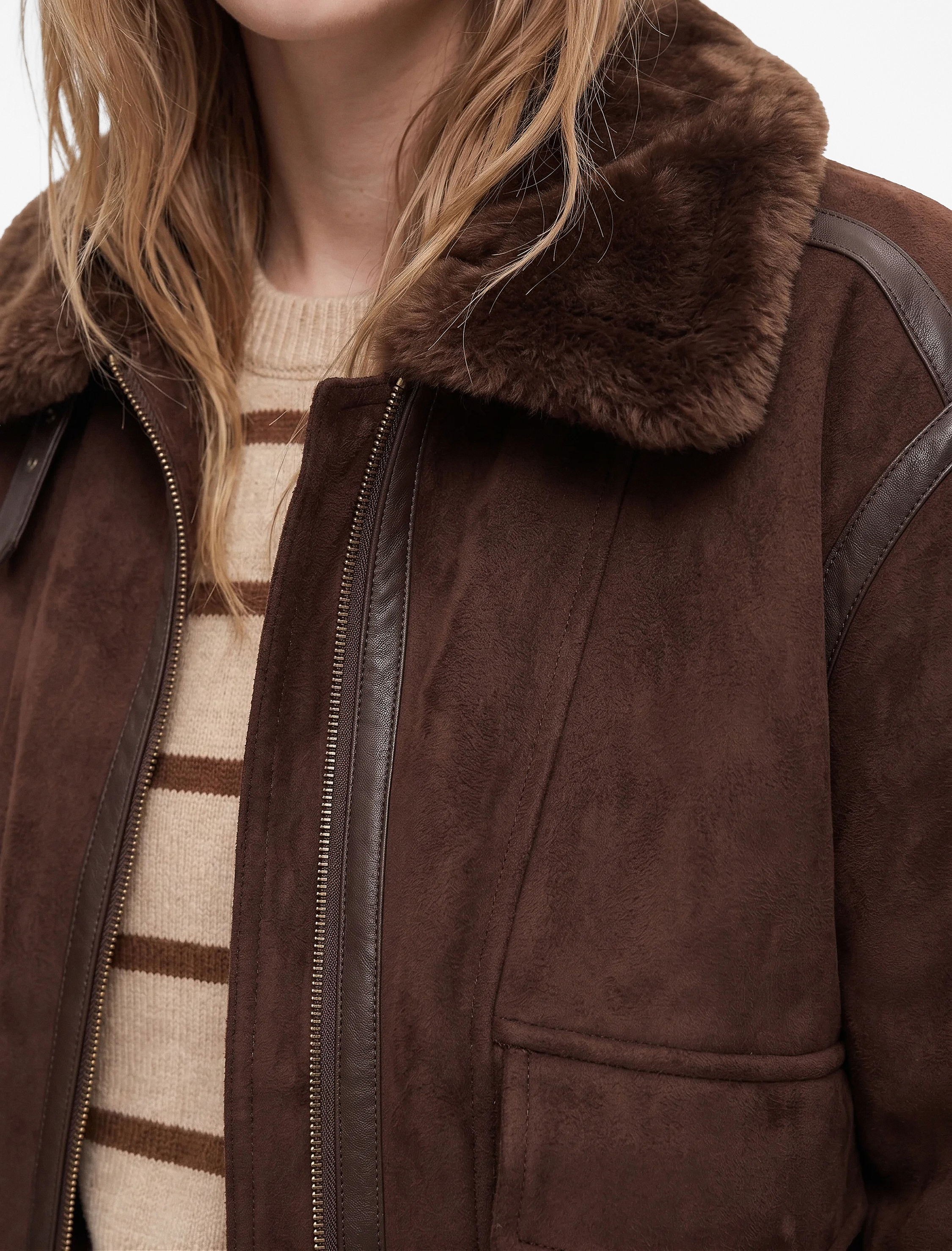   Cepli Fermuarlı Crop Suni Deri Biker Ceket