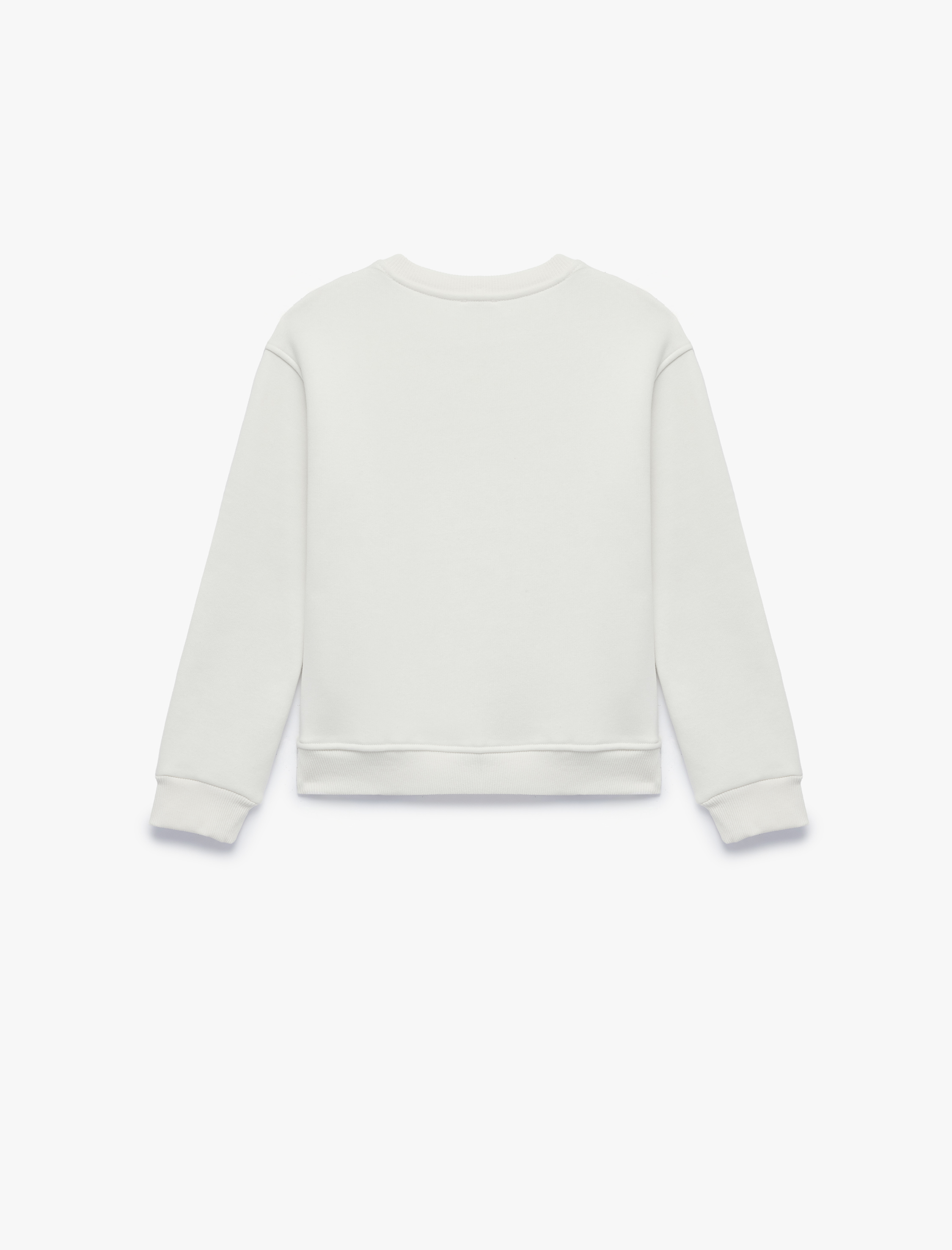  Kız Çocuk Uzun Kollu Bisiklet Yaka Fiyonk Baskılı Sweatshirt