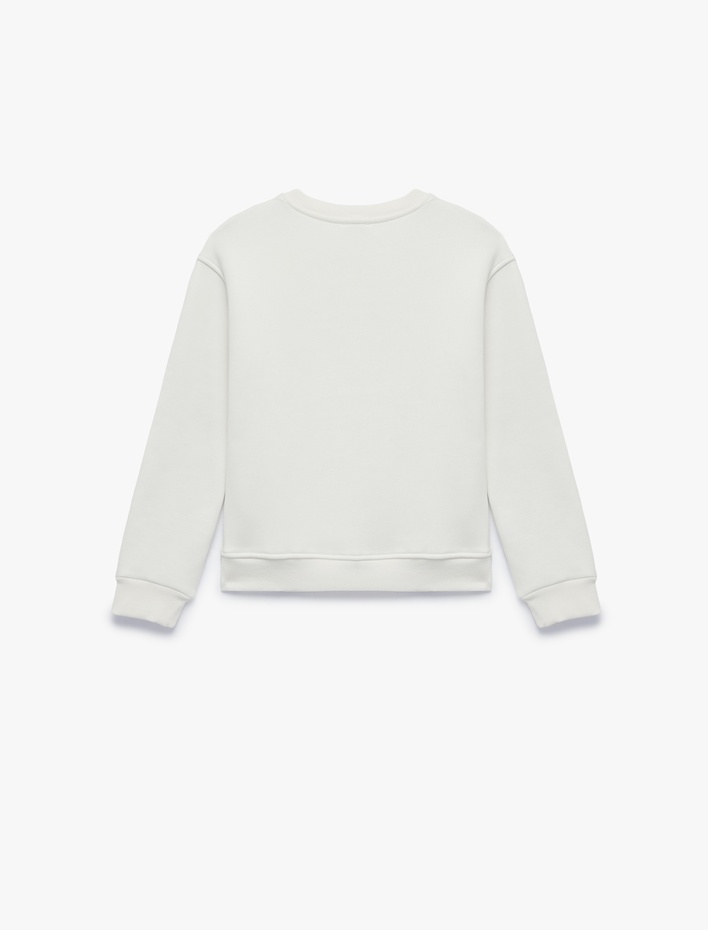 Kız Çocuk Uzun Kollu Bisiklet Yaka Fiyonk Baskılı Sweatshirt