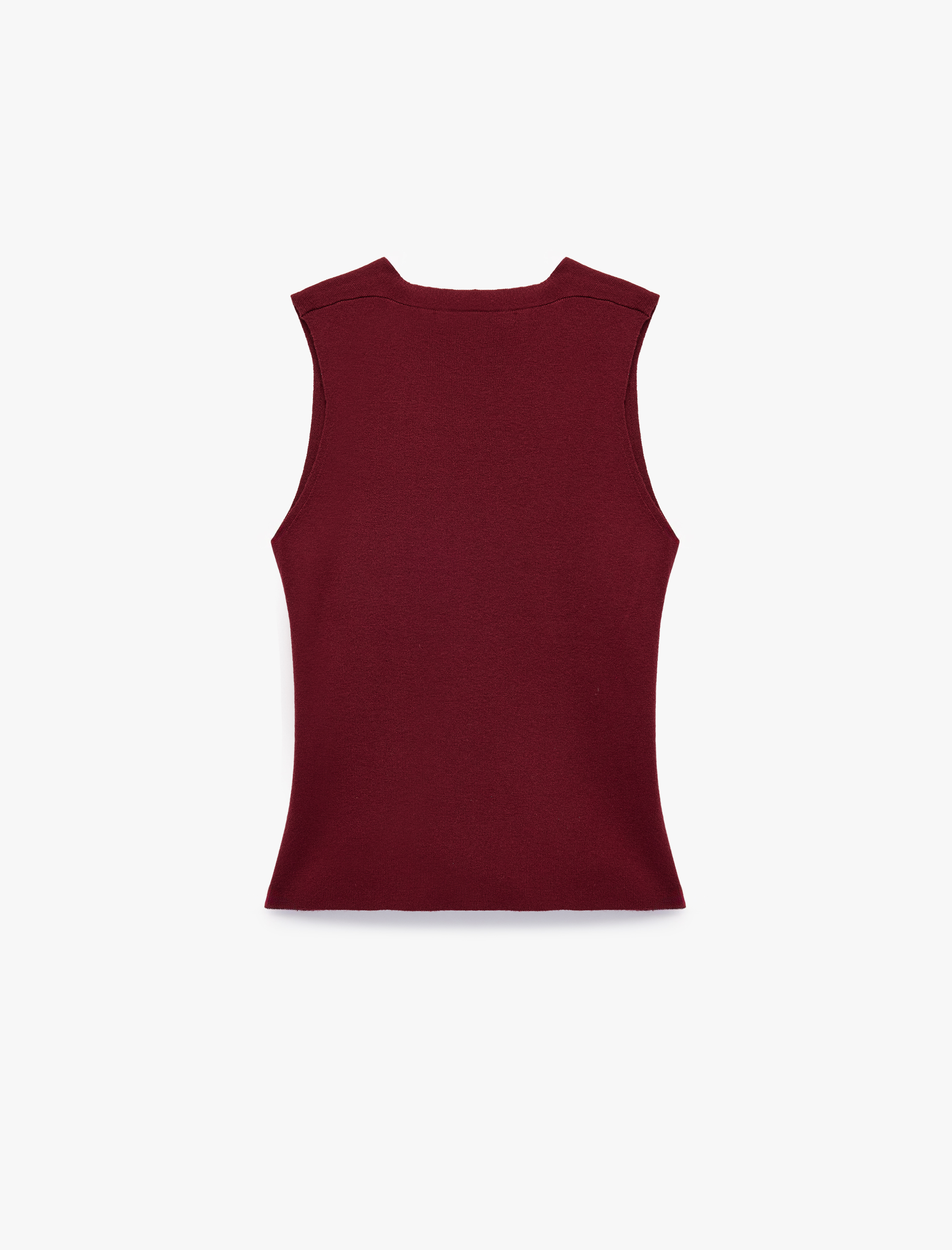   Slim Fit Katlı Kolsuz Viskon Karışımlı V Yaka Bluz
