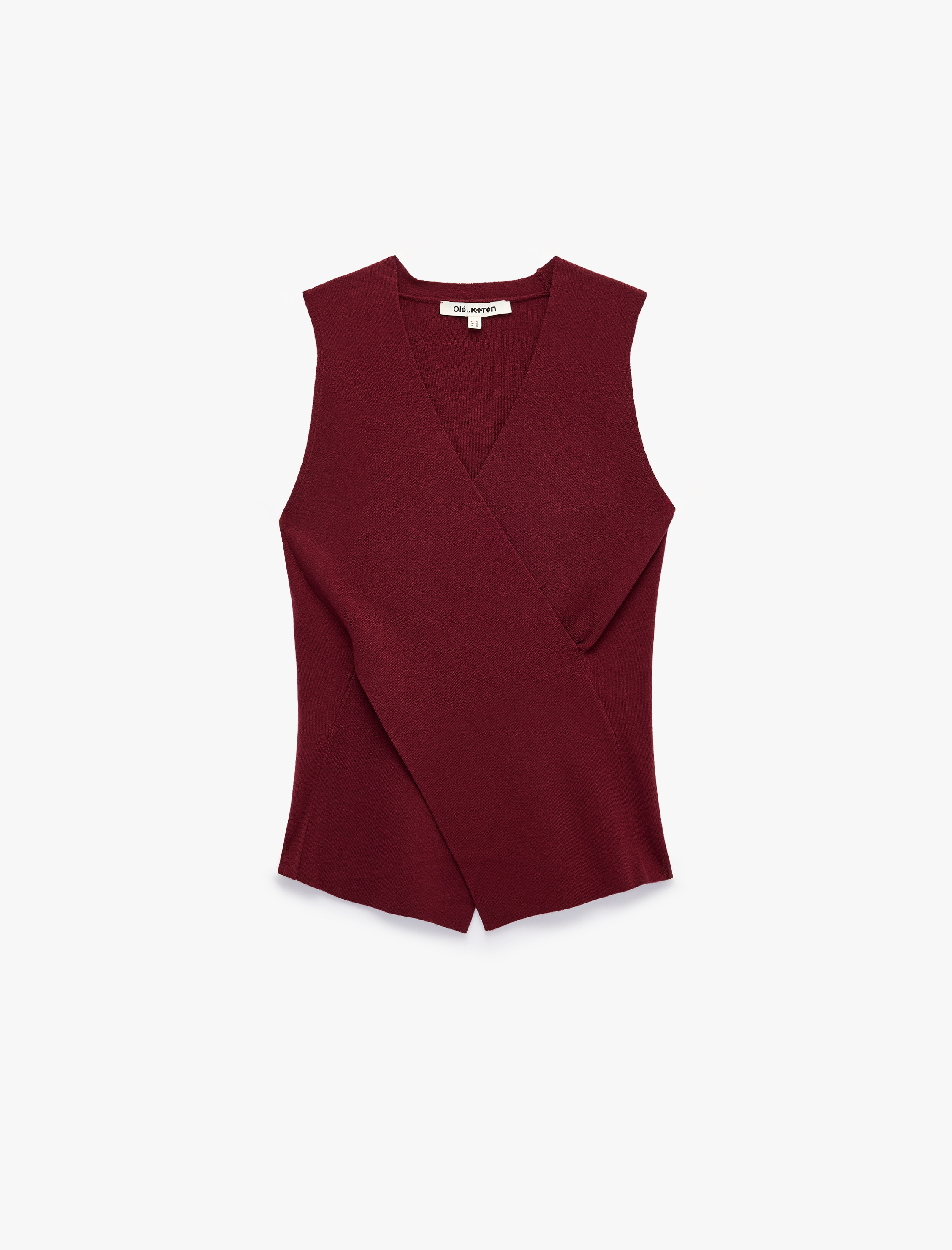   Slim Fit Katlı Kolsuz Viskon Karışımlı V Yaka Bluz