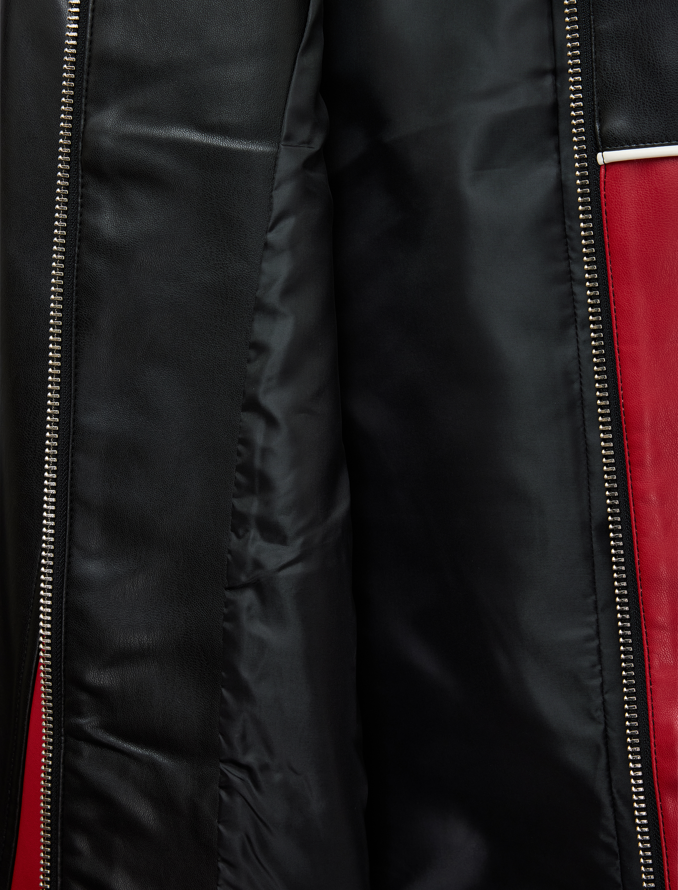   Suni Deri Uzun Kollu Fermuarlı Baskılı Biker Crop Motorcu Ceketi
