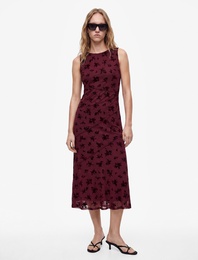 Kayık Yaka Kolsuz Slim Fit Tül Elbise