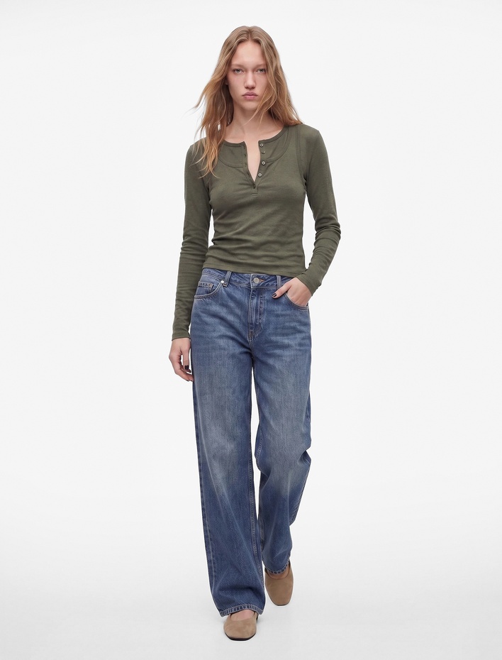  Slim Fit Bisiklet Yaka Katmanlı Uzun Kollu Tişört