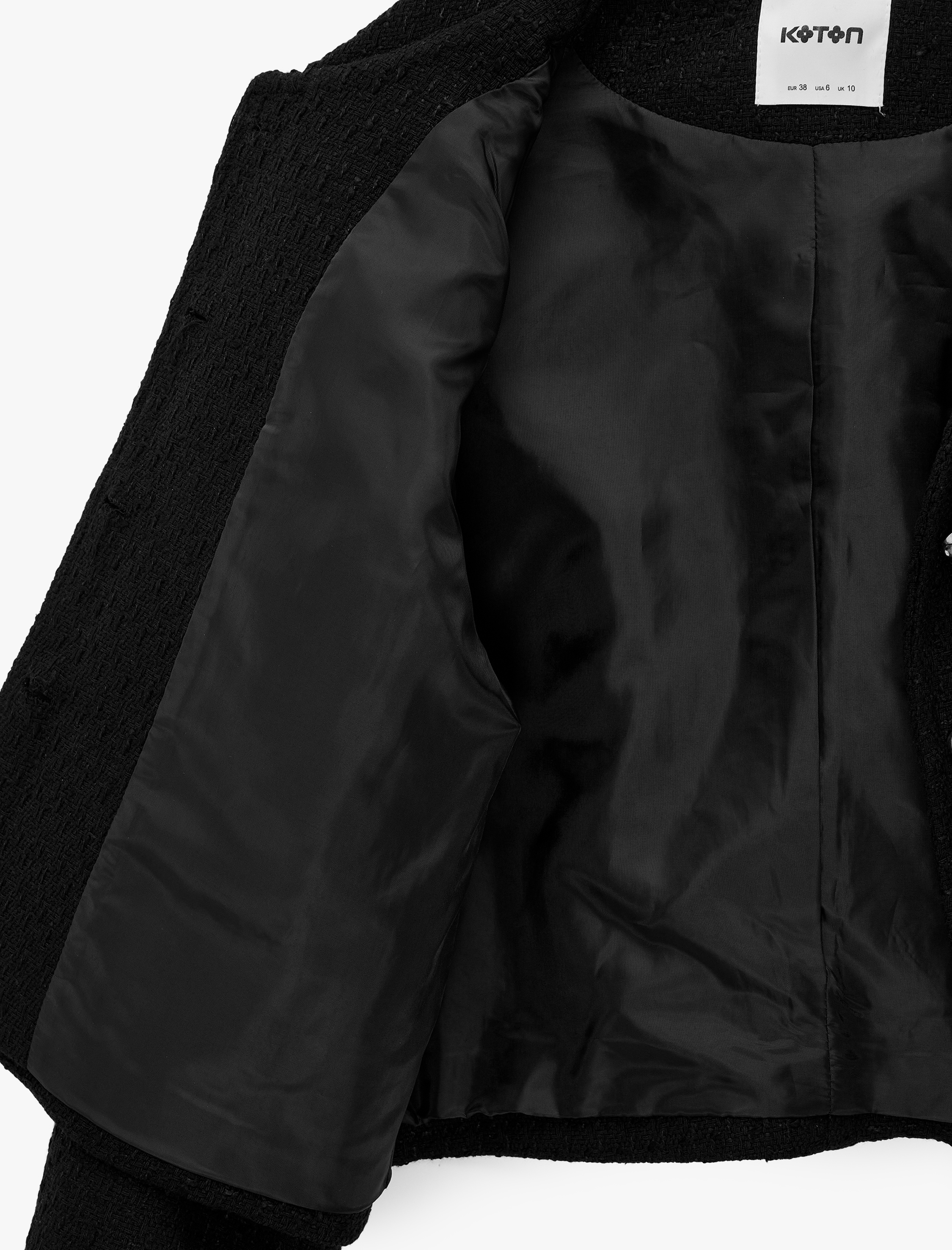   Kapaklı Cep Detaylı Regular Fit Kruvaze Yaka Uzun Kollu Tüvit Ceket