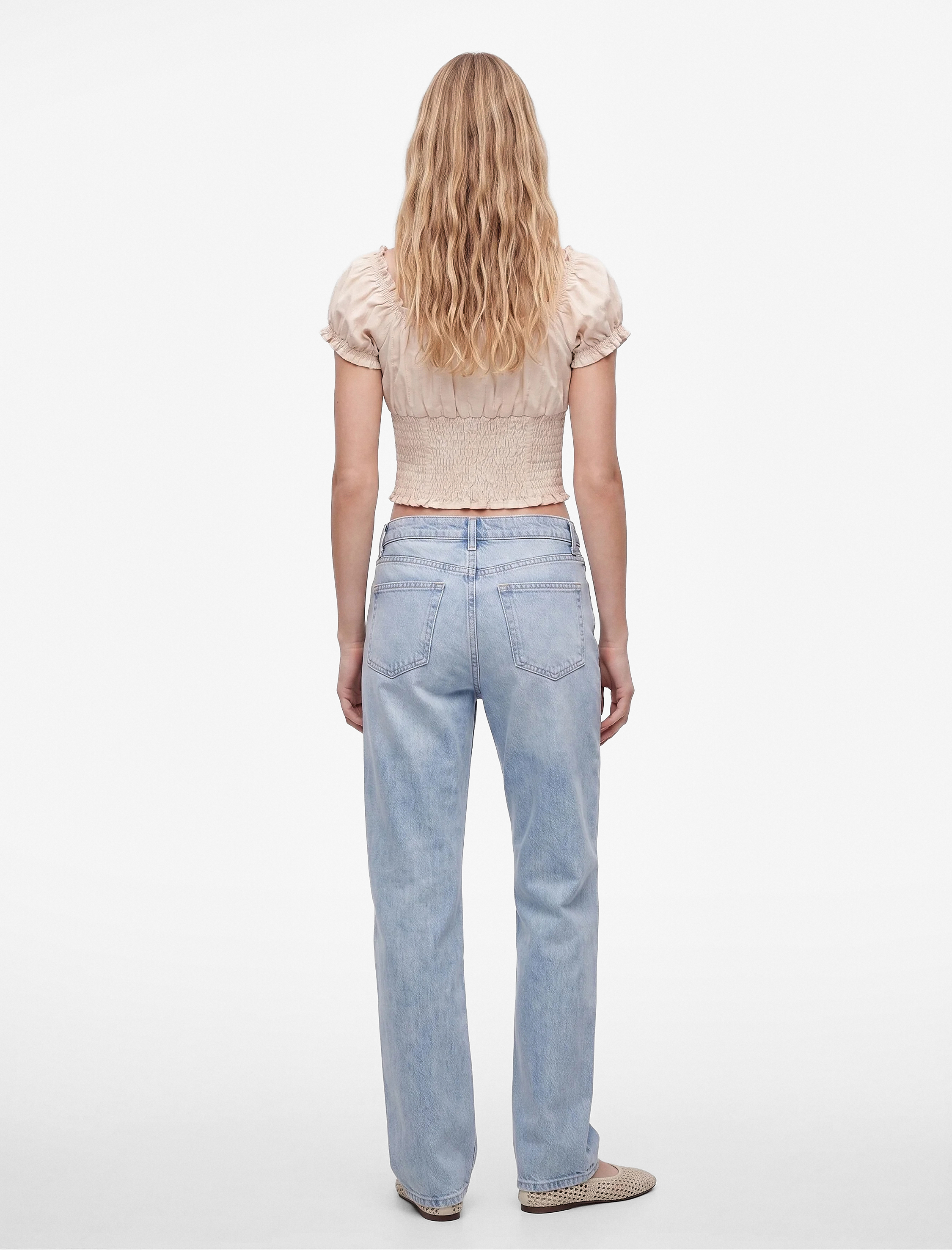  Gipeli Düğme Detaylı Slim Fit Kayık Yaka Balon Kollu Poplin Crop Bluz