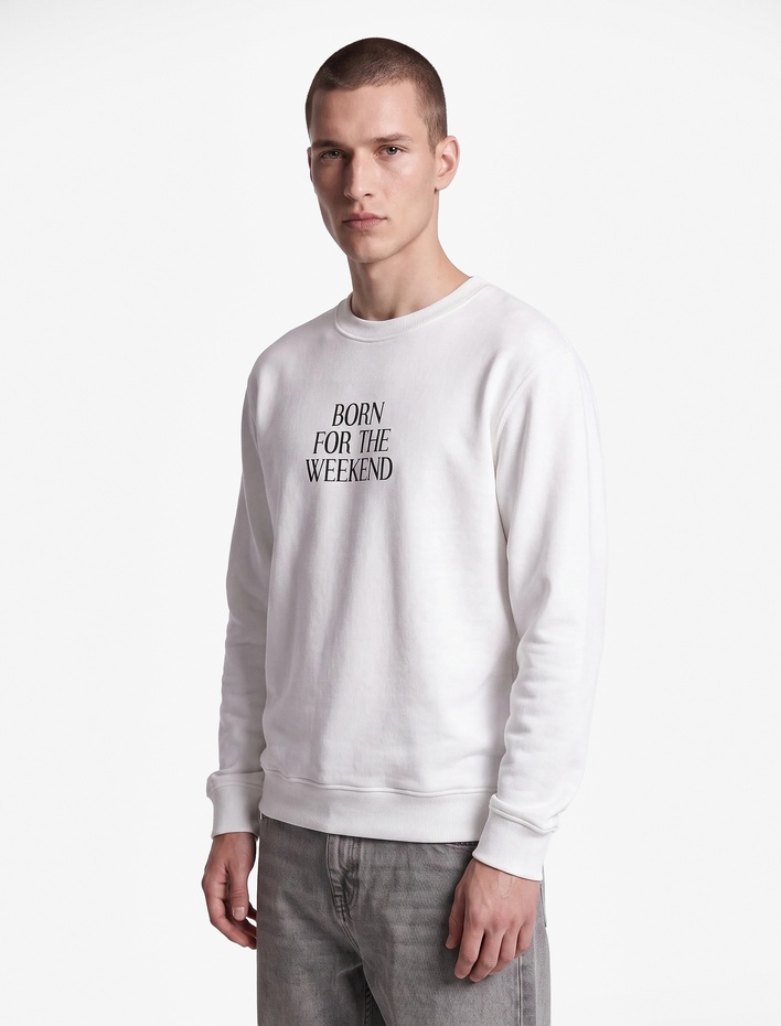  Üç İplik Şardonlu Regular Fit Baskılı Bisiklet Yaka Uzun Kollu Sweatshirt