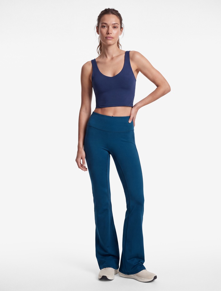  Yüksek Bel Slim Fit Dikiş Detaylı Spor İspanyol Paça Tayt