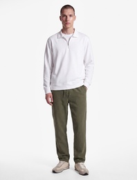 Beli Bağcıklı Düğmeli Cepli Regular Fit Pamuklu Chino Müslin Pantolon