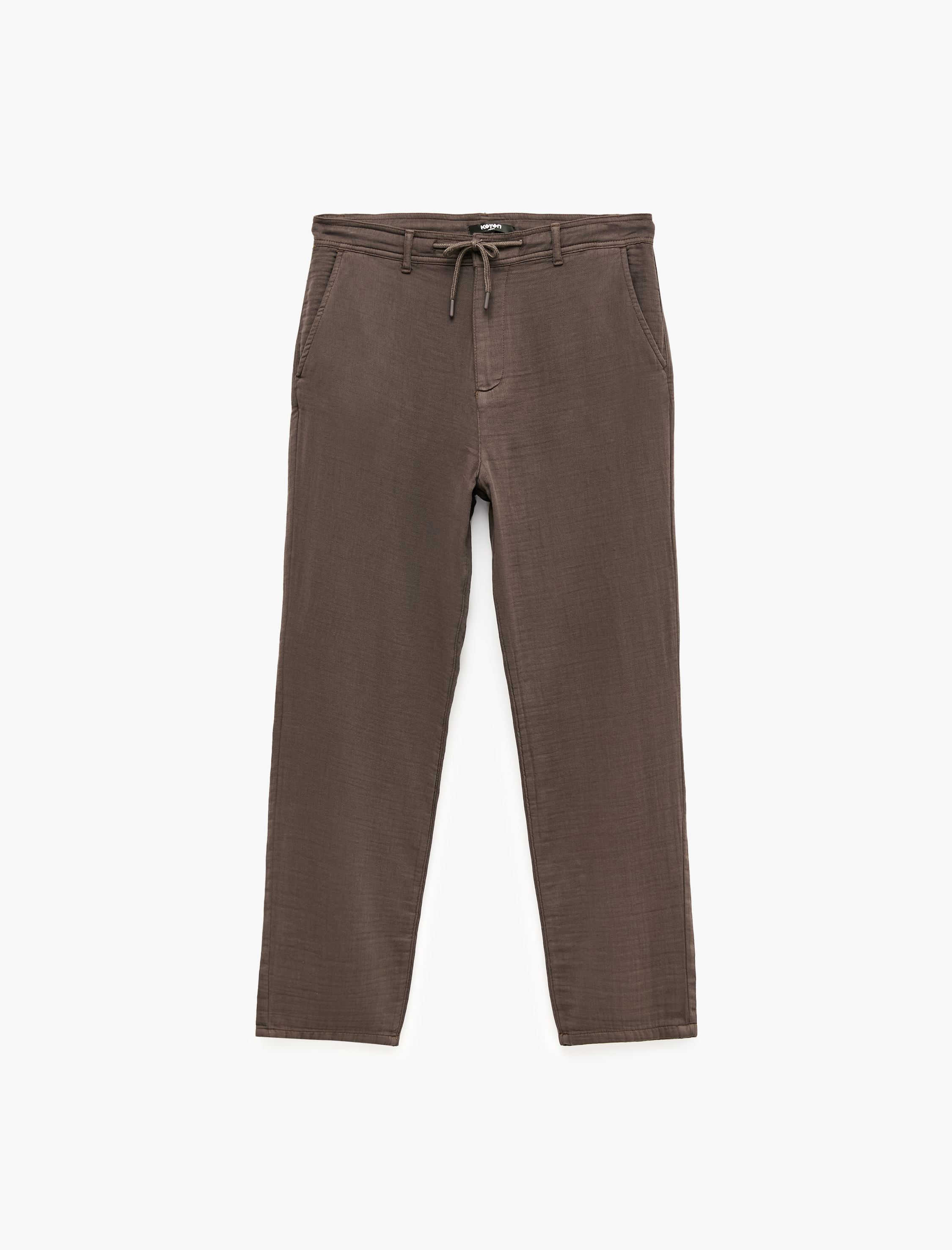   Beli Bağcıklı Düğmeli Cepli Regular Fit Pamuklu Chino Müslin Pantolon