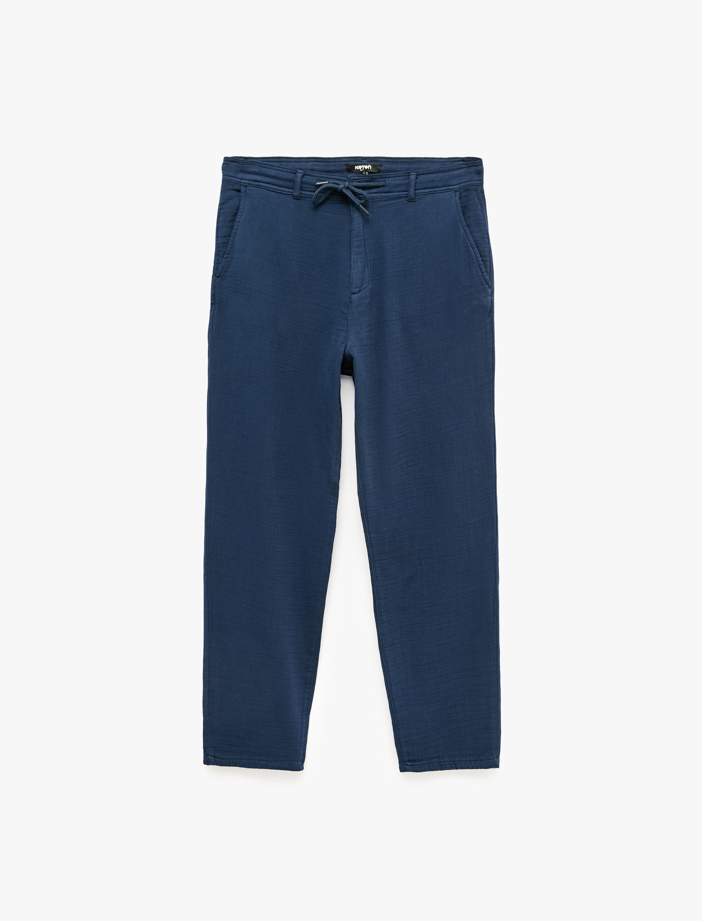   Beli Bağcıklı Düğmeli Cepli Regular Fit Pamuklu Chino Müslin Pantolon