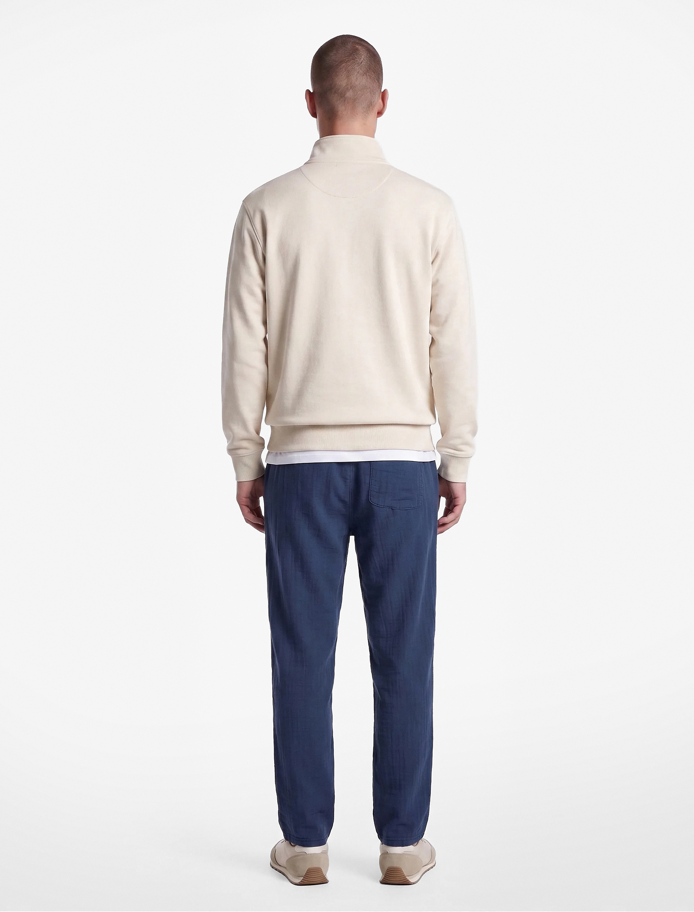   Beli Bağcıklı Düğmeli Cepli Regular Fit Pamuklu Chino Müslin Pantolon