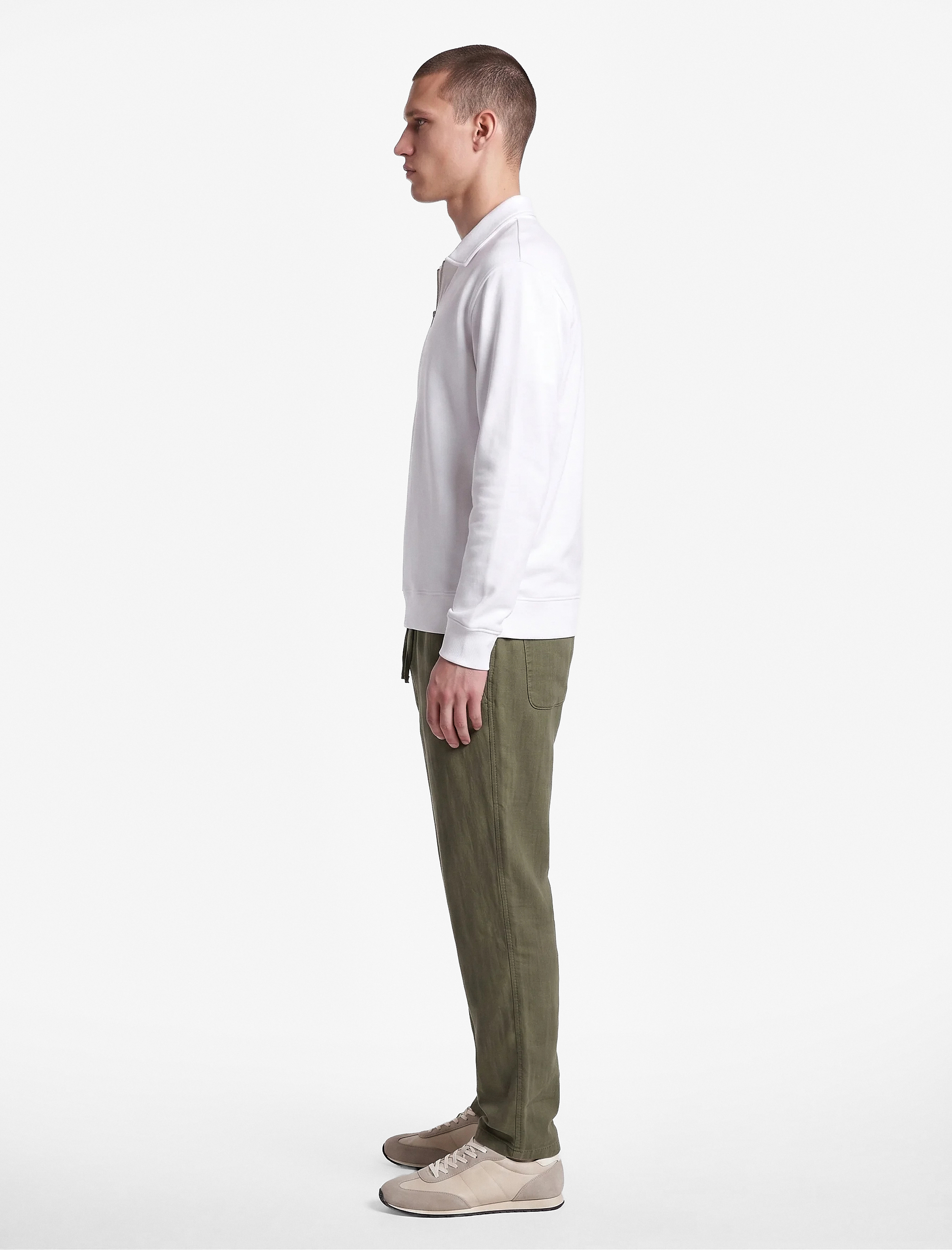  Beli Bağcıklı Düğmeli Cepli Regular Fit Pamuklu Chino Müslin Pantolon