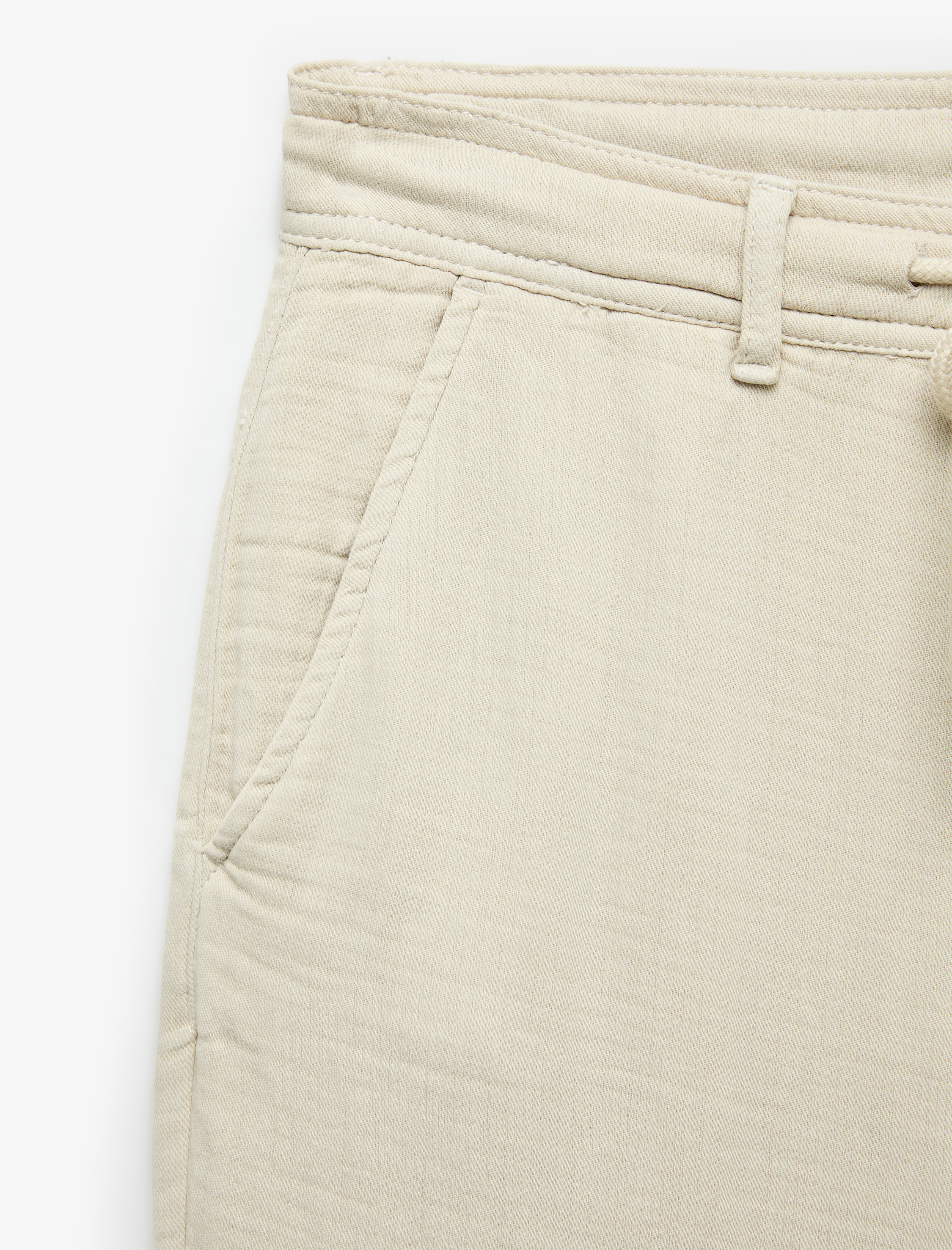   Beli Bağcıklı Düğmeli Cepli Regular Fit Pamuklu Chino Müslin Pantolon