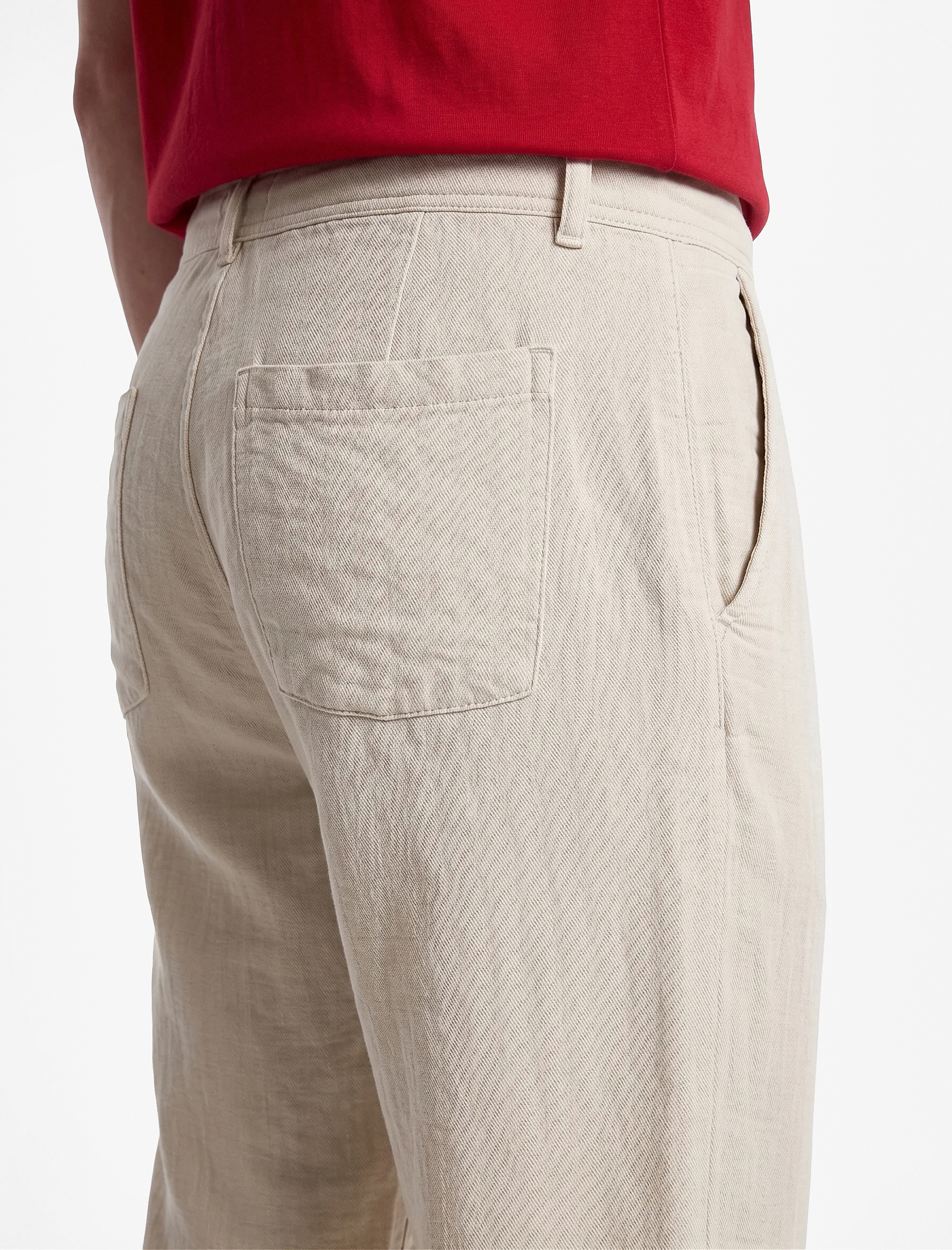   Beli Bağcıklı Düğmeli Cepli Regular Fit Pamuklu Chino Müslin Pantolon
