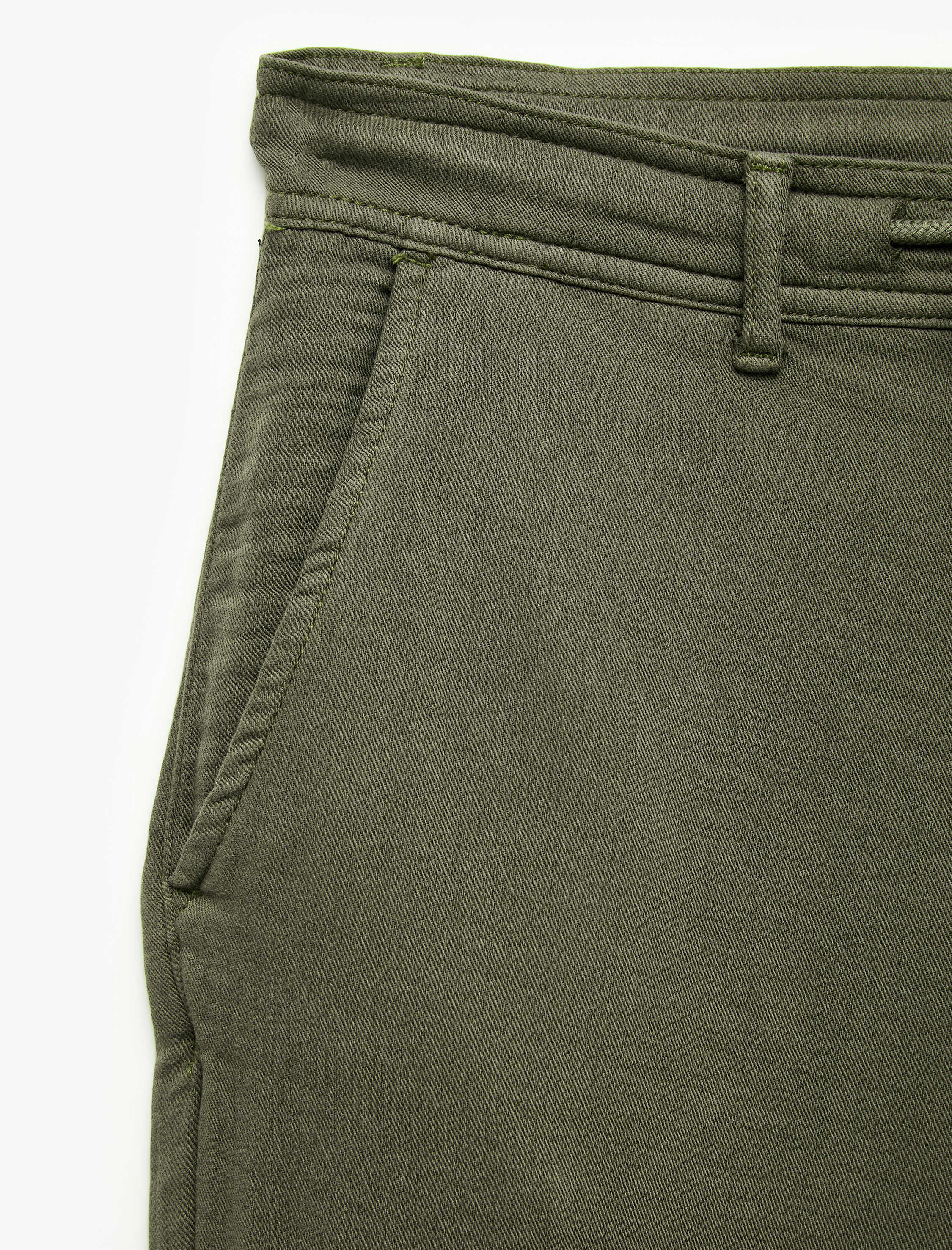   Beli Bağcıklı Düğmeli Cepli Regular Fit Pamuklu Chino Müslin Pantolon