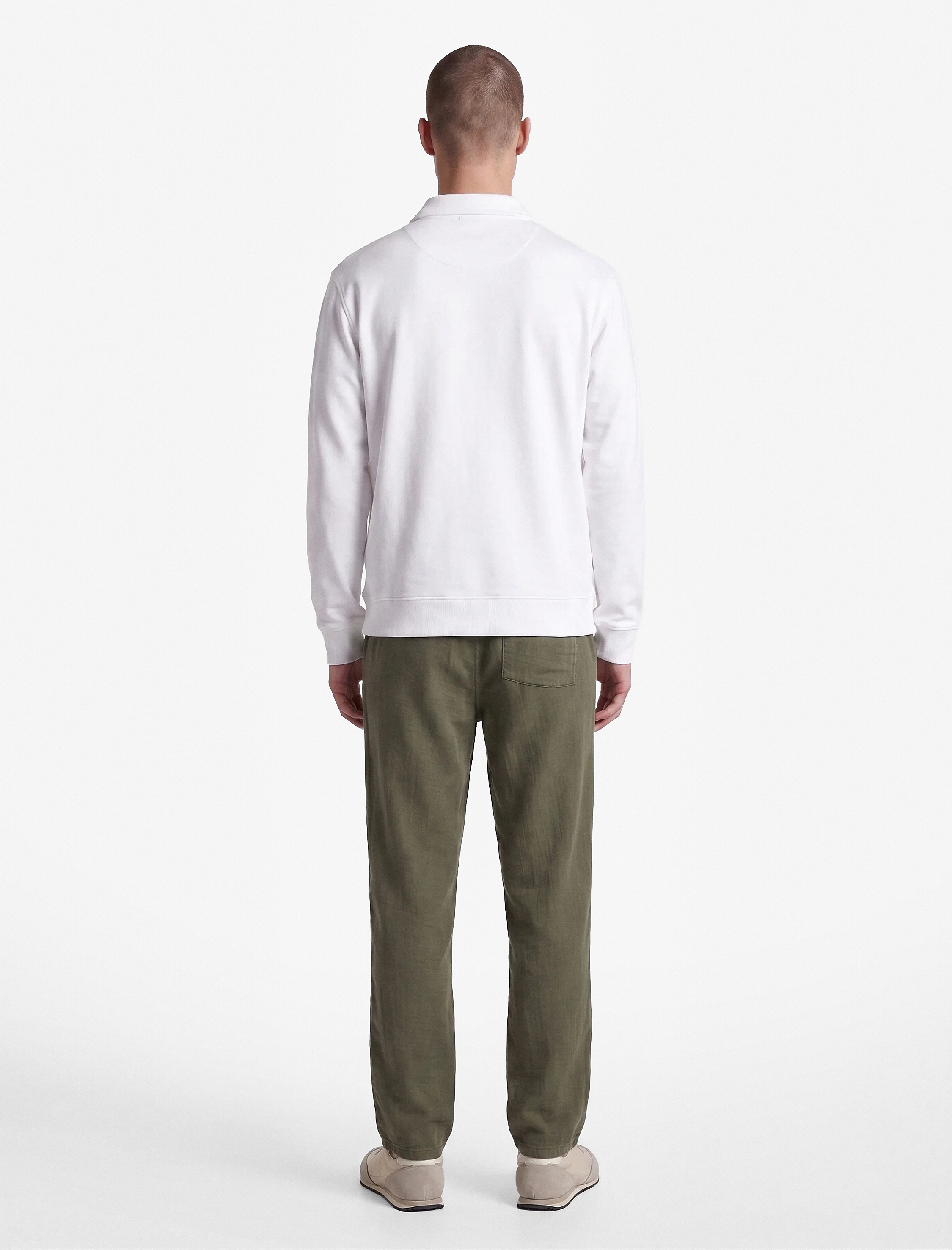   Beli Bağcıklı Düğmeli Cepli Regular Fit Pamuklu Chino Müslin Pantolon