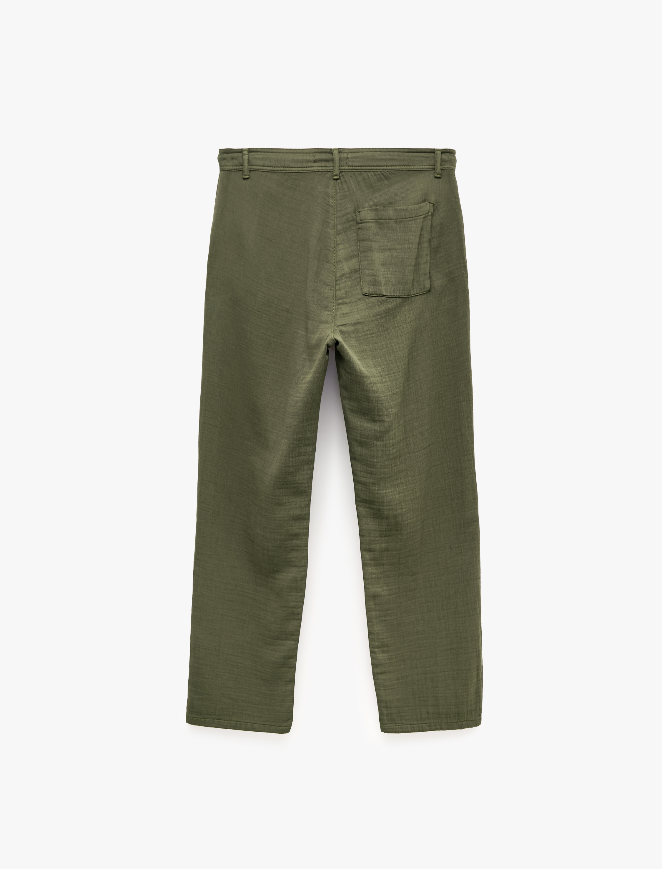   Beli Bağcıklı Düğmeli Cepli Regular Fit Pamuklu Chino Müslin Pantolon