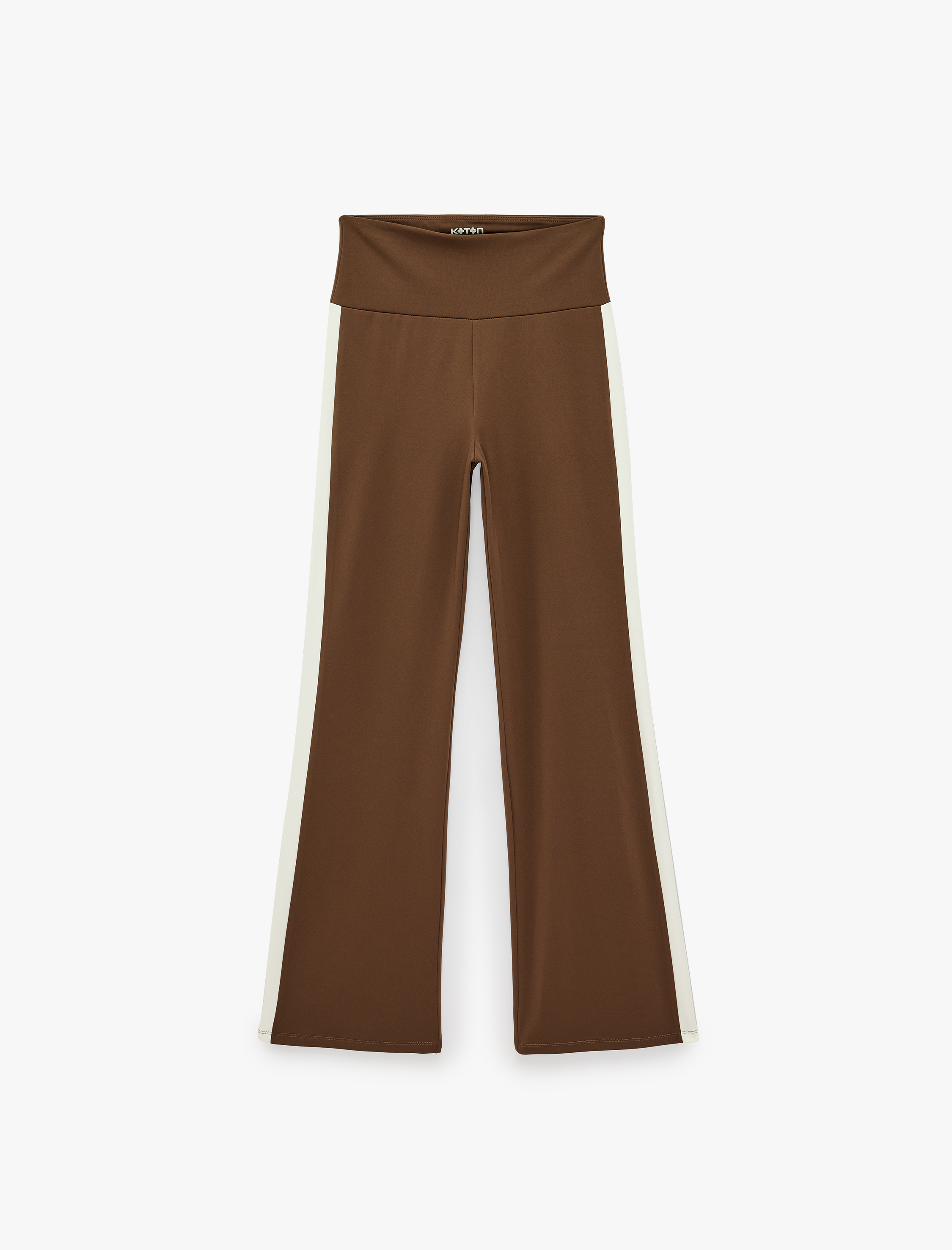  Şerit Detaylı Normal Bel Slim Fit İspanyol Paça Spor Tayt