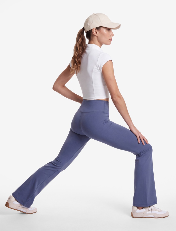  Yüksek Bel Slim Fit Baskılı İspanyol Paça Spor Tayt