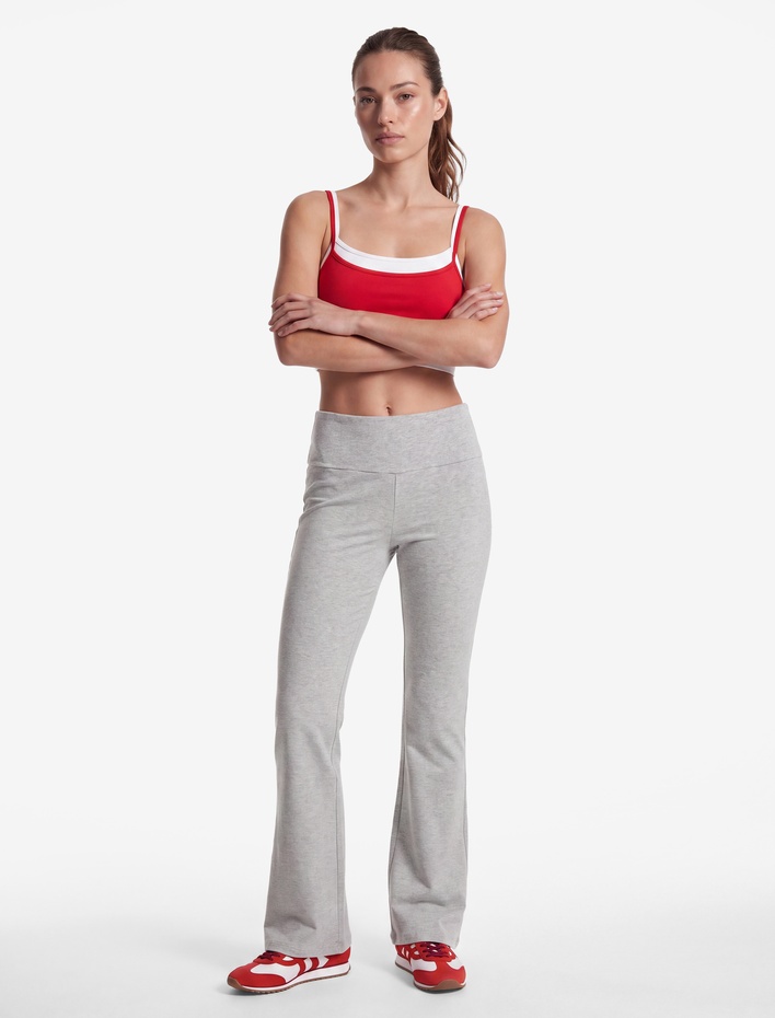  Yüksek Bel Slim Fit Pamuklu İspanyol Paça Spor Tayt