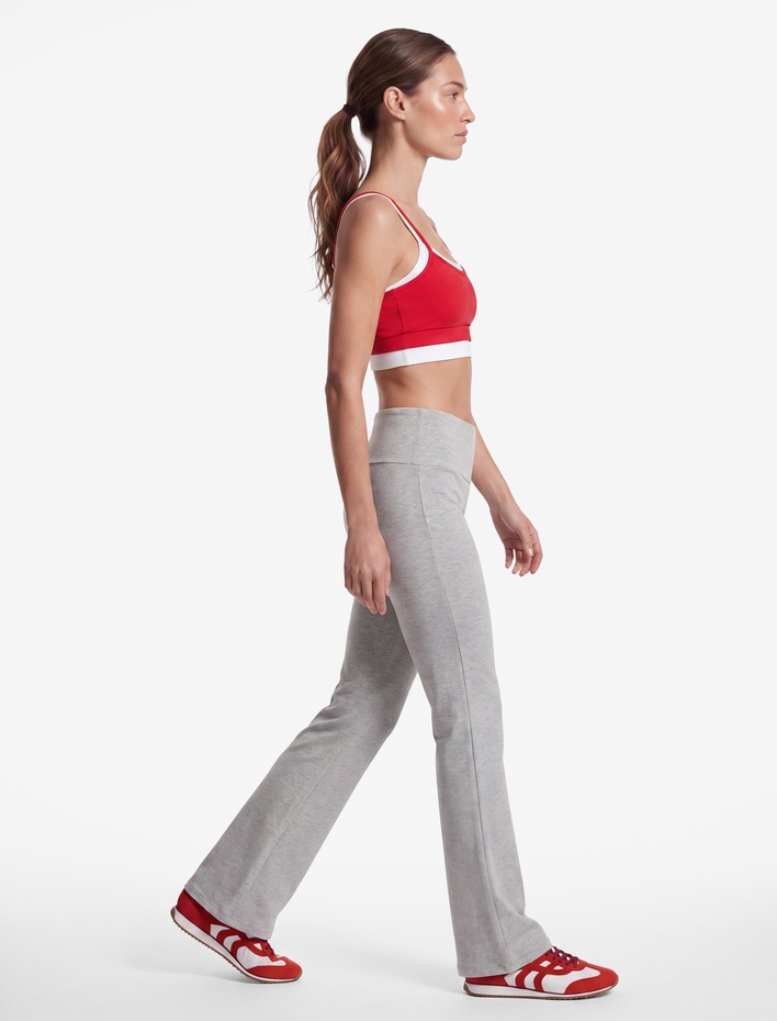  Yüksek Bel Slim Fit Pamuklu İspanyol Paça Spor Tayt