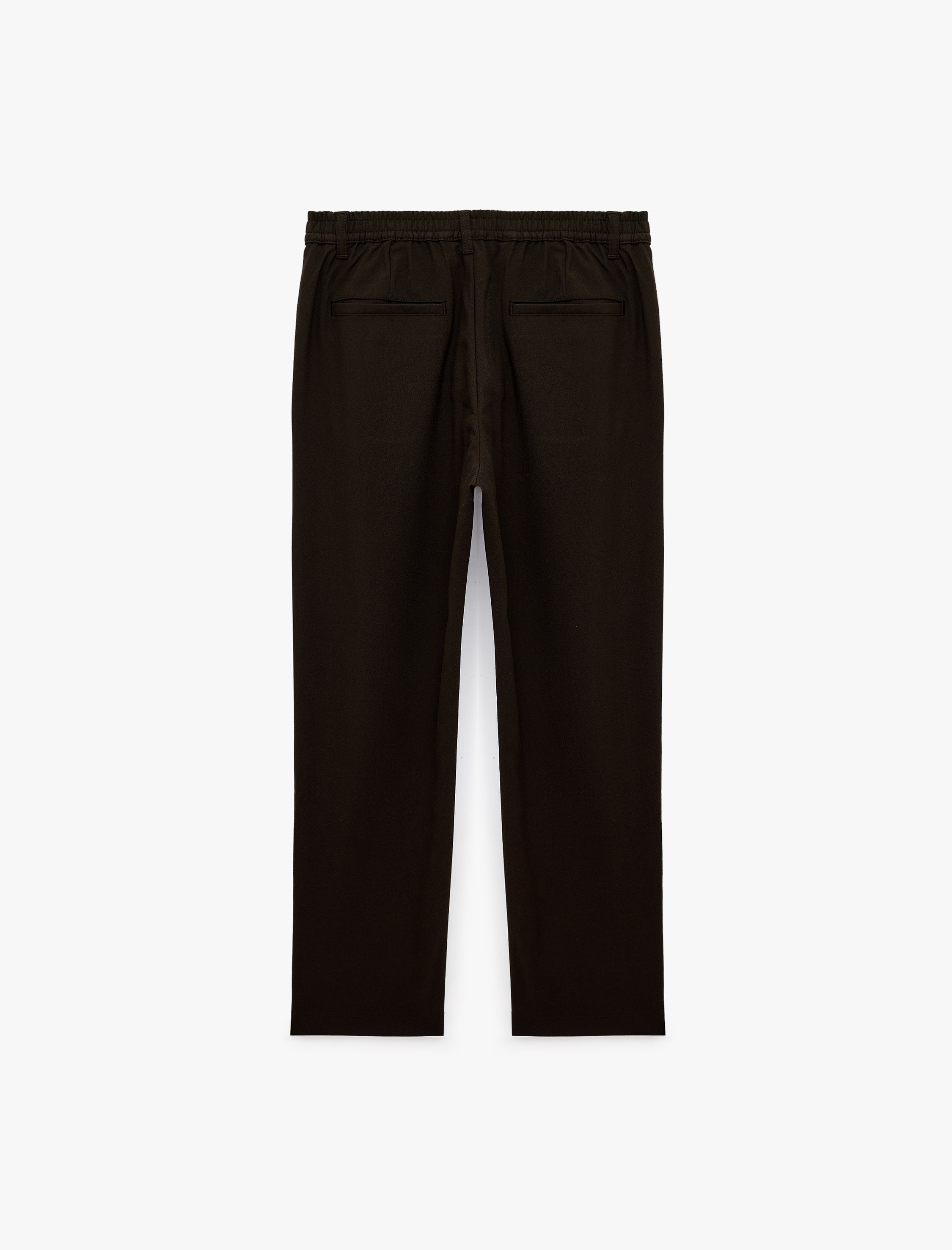   Viskon Karışımlı Cepli Beli Lastikli Düğmeli Slim Fit Pileli Kumaş Pantolon