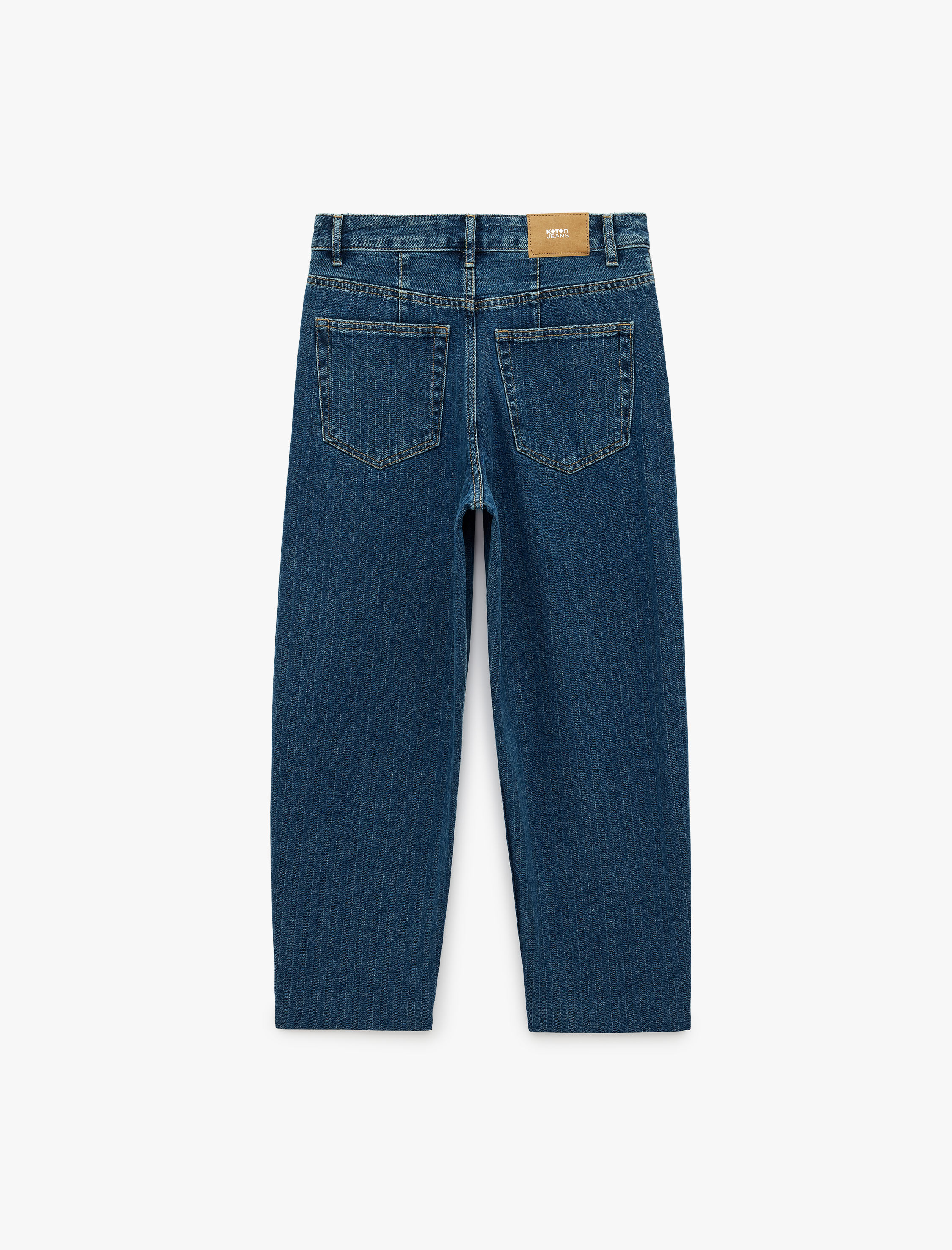   Normal Bel Beş Cepli Düğmeli Düz Paça Pamuklu Denim Pantolon - Tapered Jeans