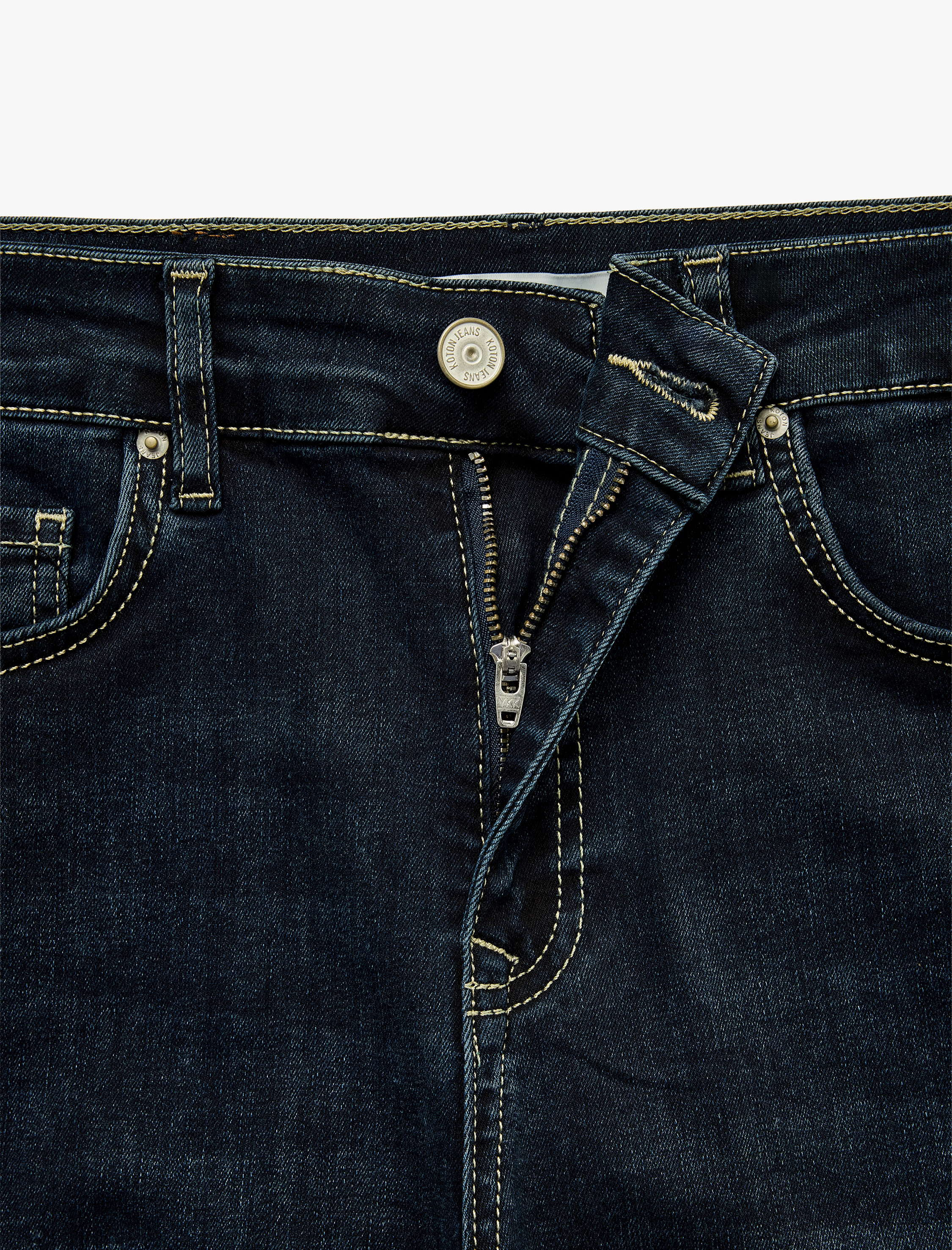   Yüksek Bel Cepli Pamuklu İspanyol Paça Denim Pantolon - Kick Flare Jeans