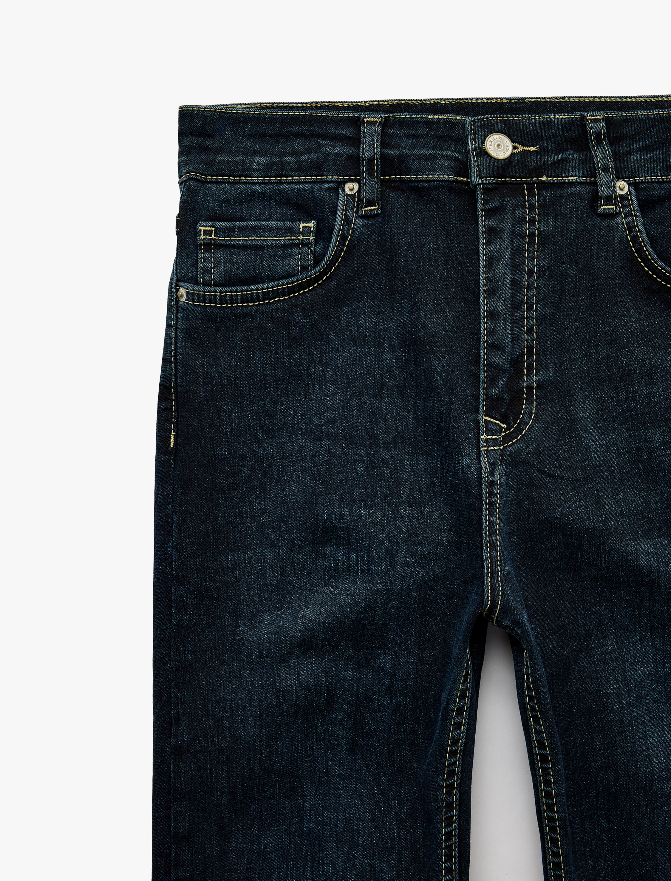   Yüksek Bel Cepli Pamuklu İspanyol Paça Denim Pantolon - Kick Flare Jeans