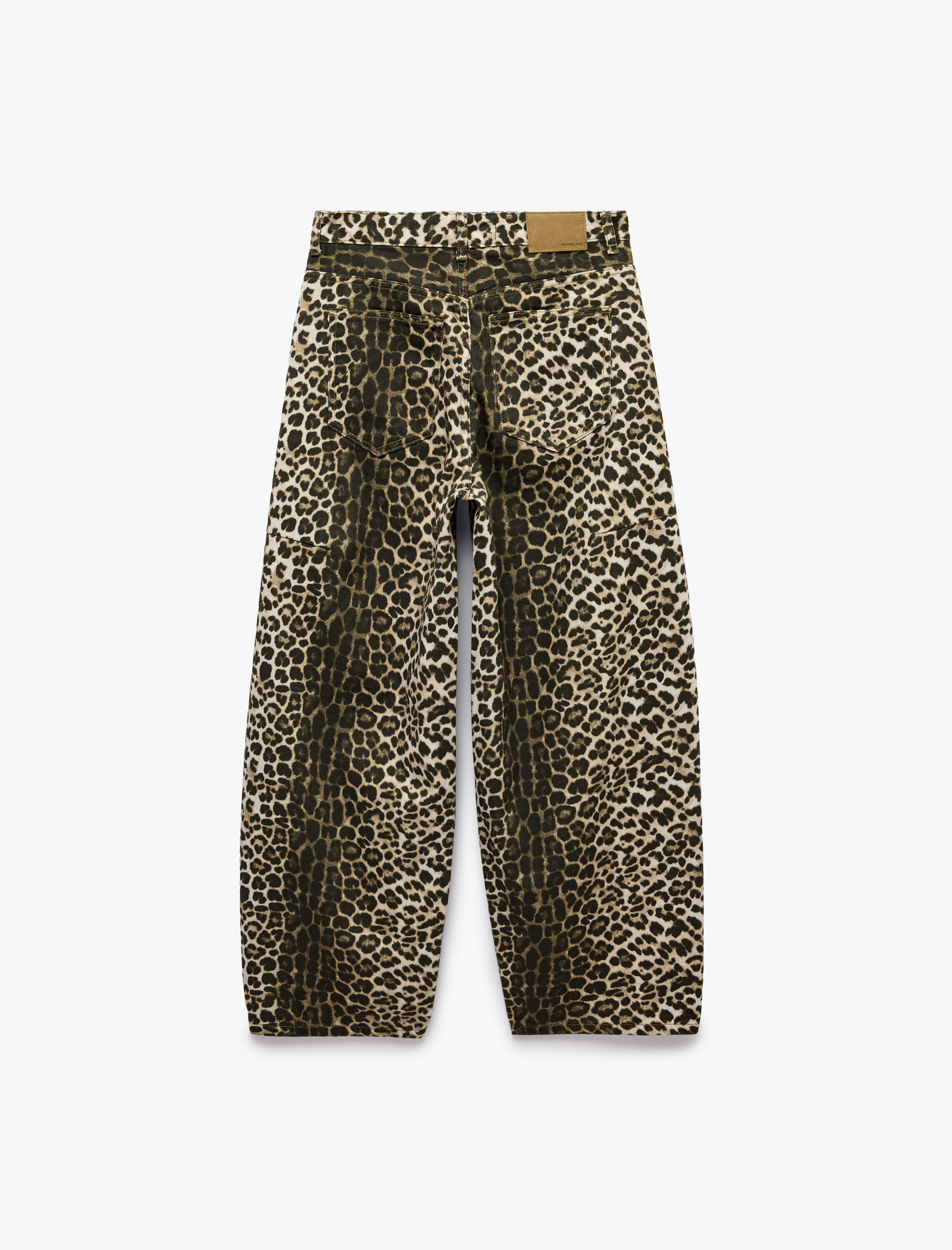   Fermuar Cepli Düğmeli Normal Bel Düz Paça Leopar Pantolon