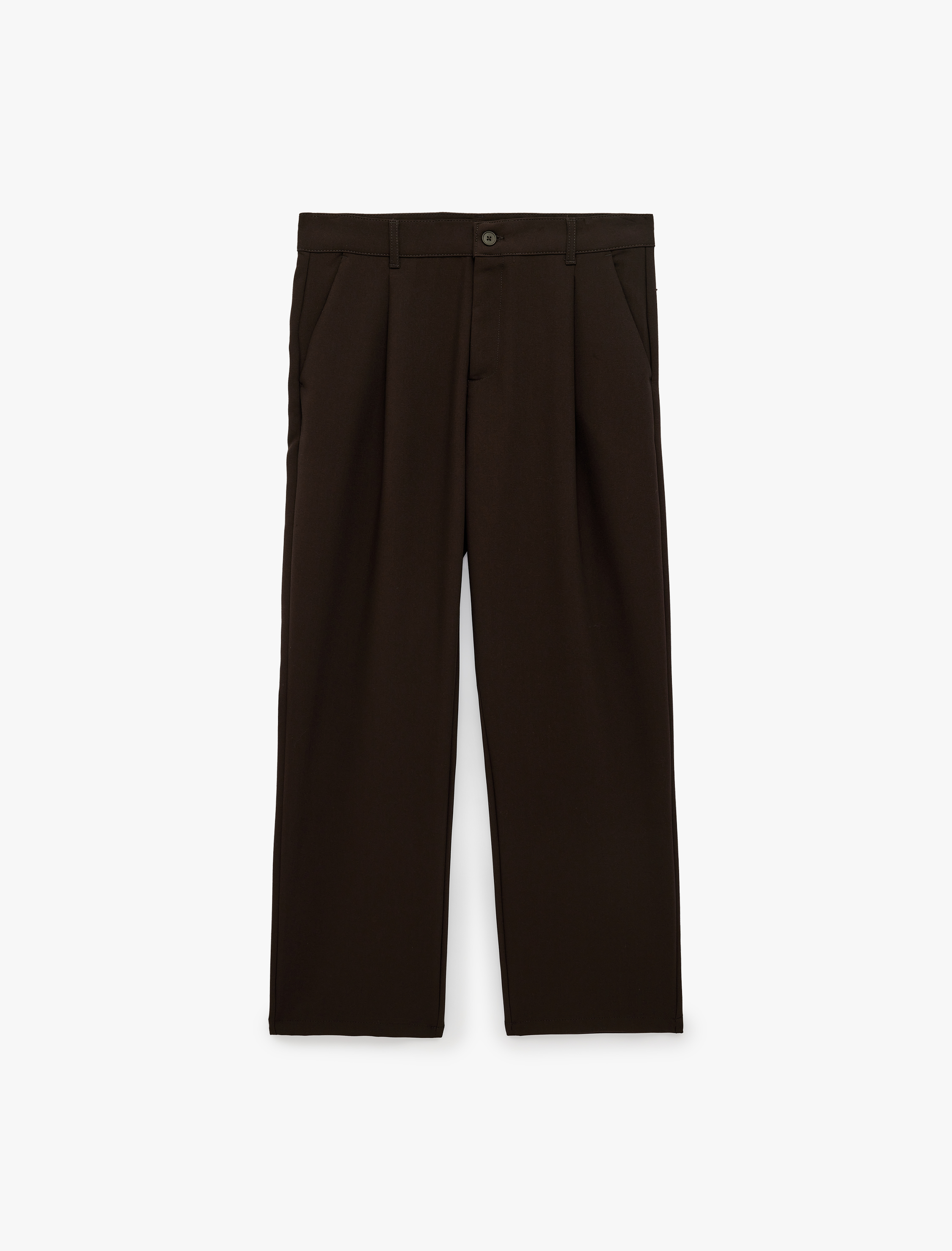   Regular Fit Cepli Viskon Karışımlı Pileli Kumaş Pantolon