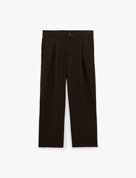 Regular Fit Cepli Viskon Karışımlı Pileli Kumaş Pantolon