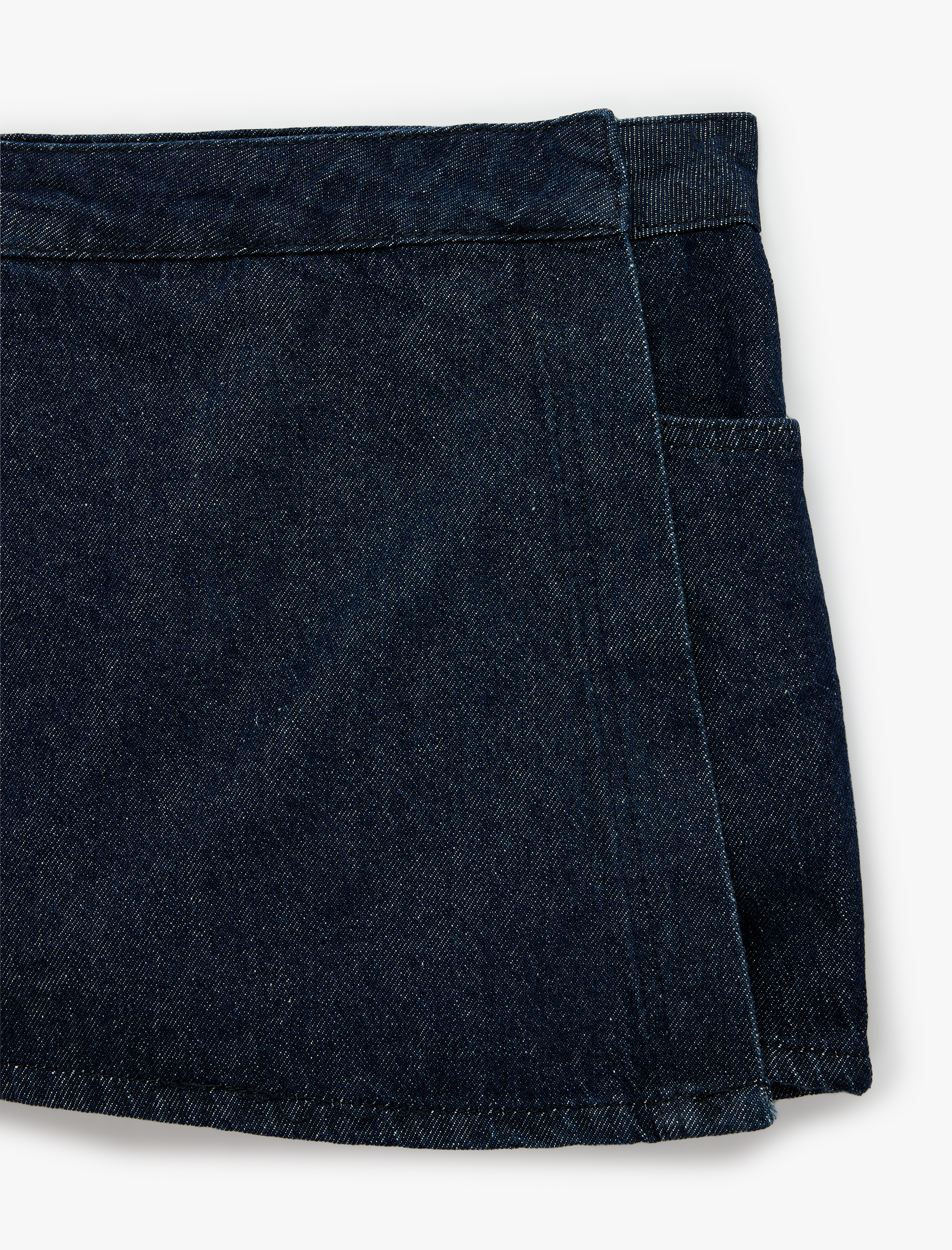   Pamuklu Rahat Kalıp Cepli Denim Şort Etek