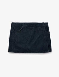 Pamuklu Rahat Kalıp Cepli Denim Şort Etek